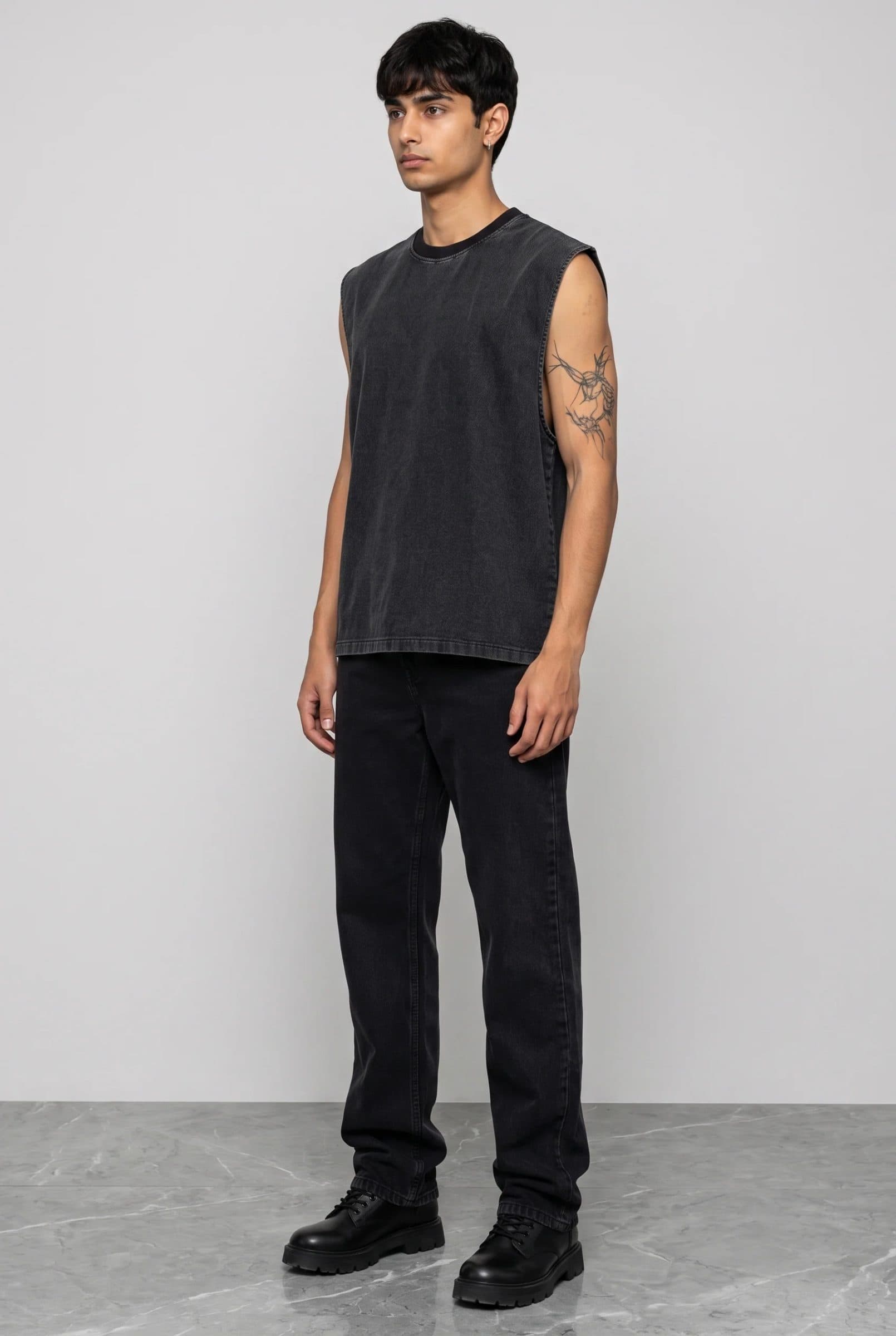 BLACK DENIM MEN'S TANK TOP image 6