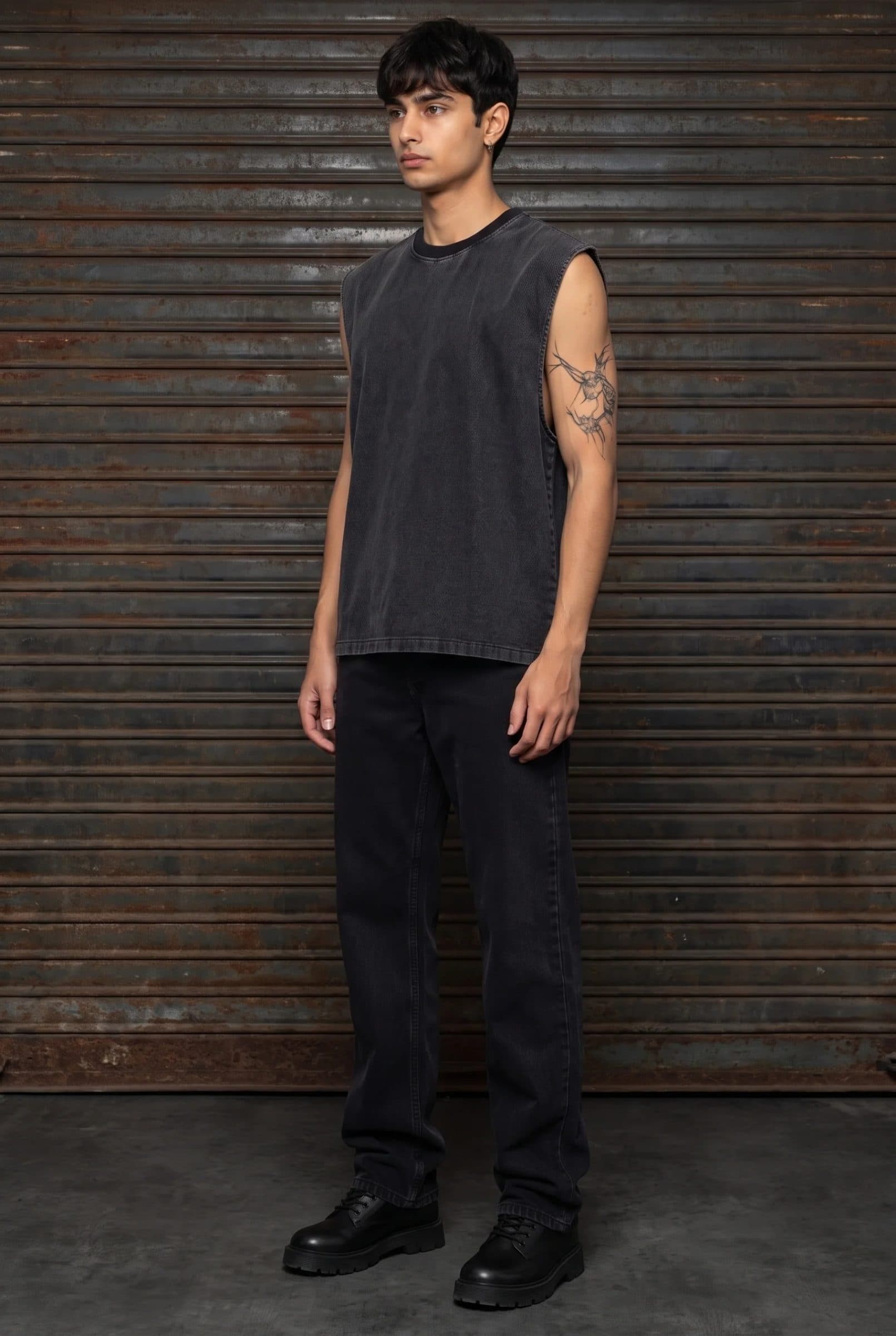 BLACK DENIM MEN'S TANK TOP image 9