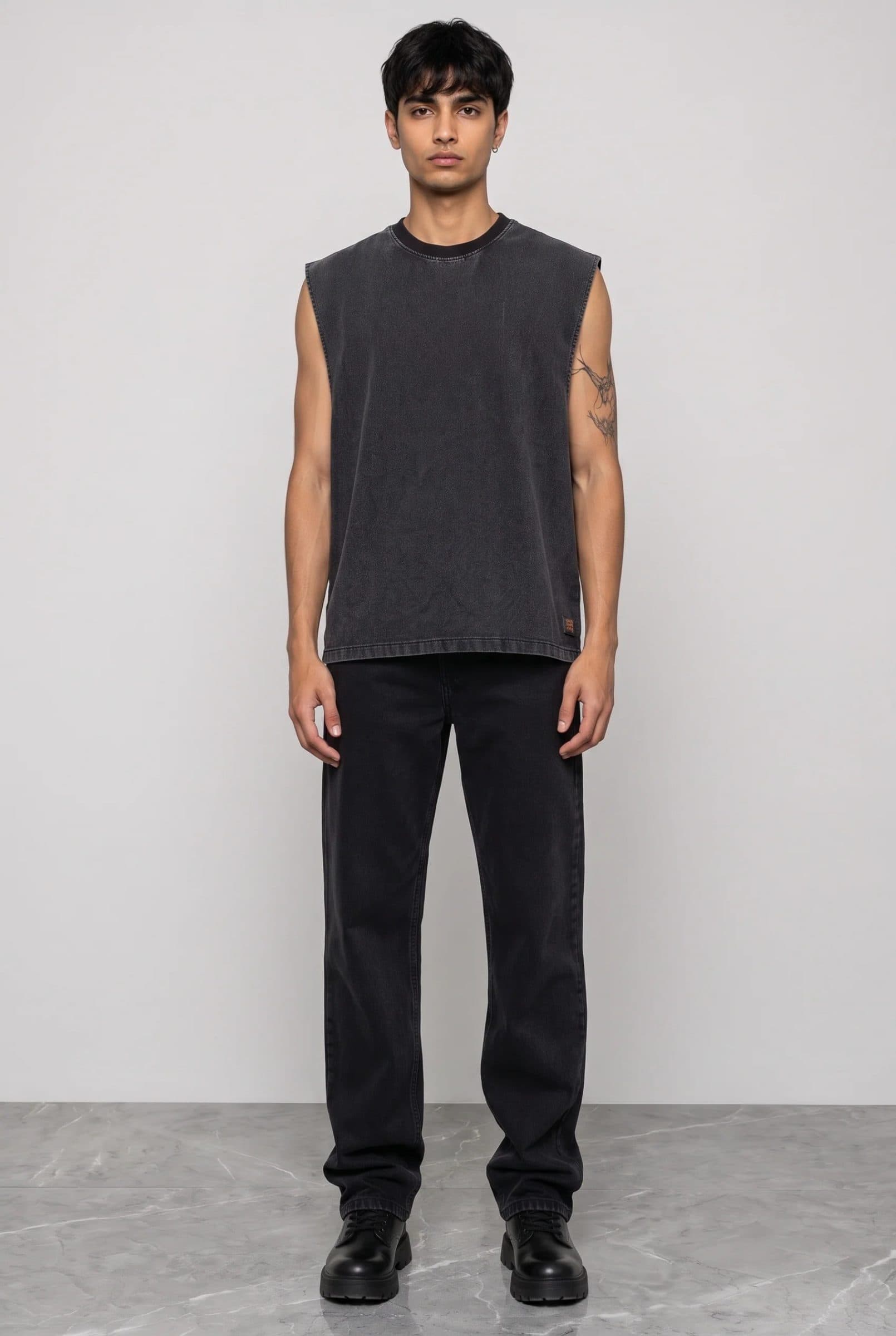 BLACK DENIM MEN'S TANK TOP image 4