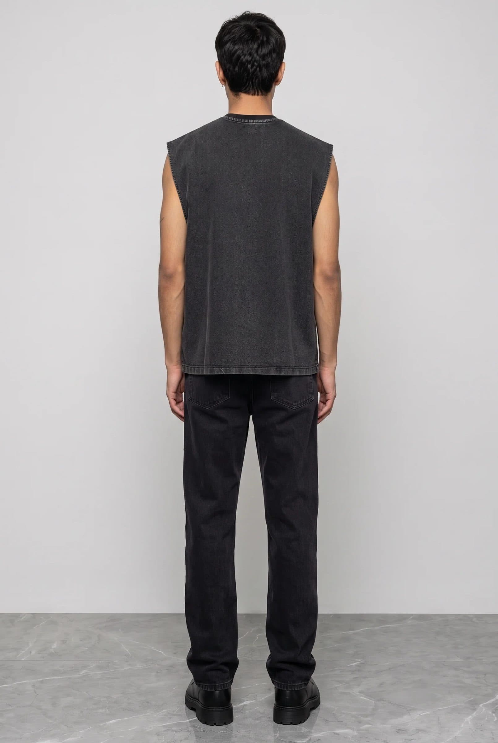 BLACK DENIM MEN'S TANK TOP image 5