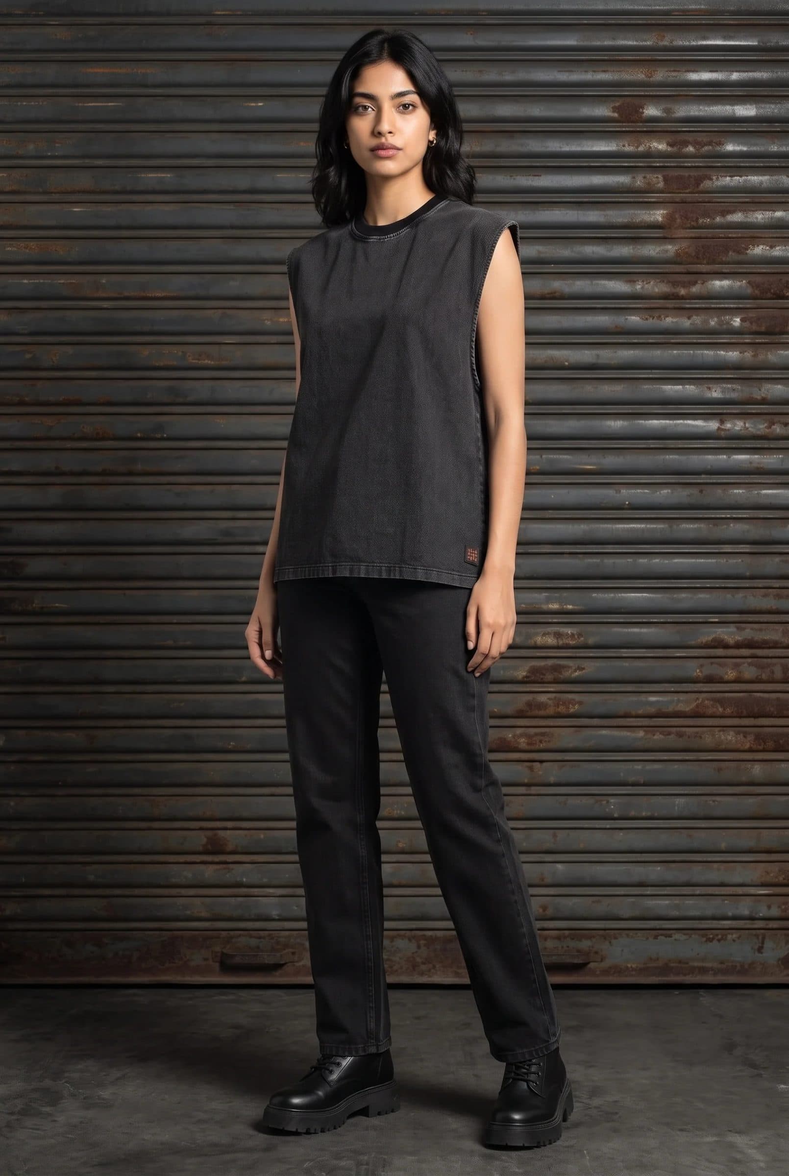 BLACK DENIM WOMEN'S TANK TOP image 8
