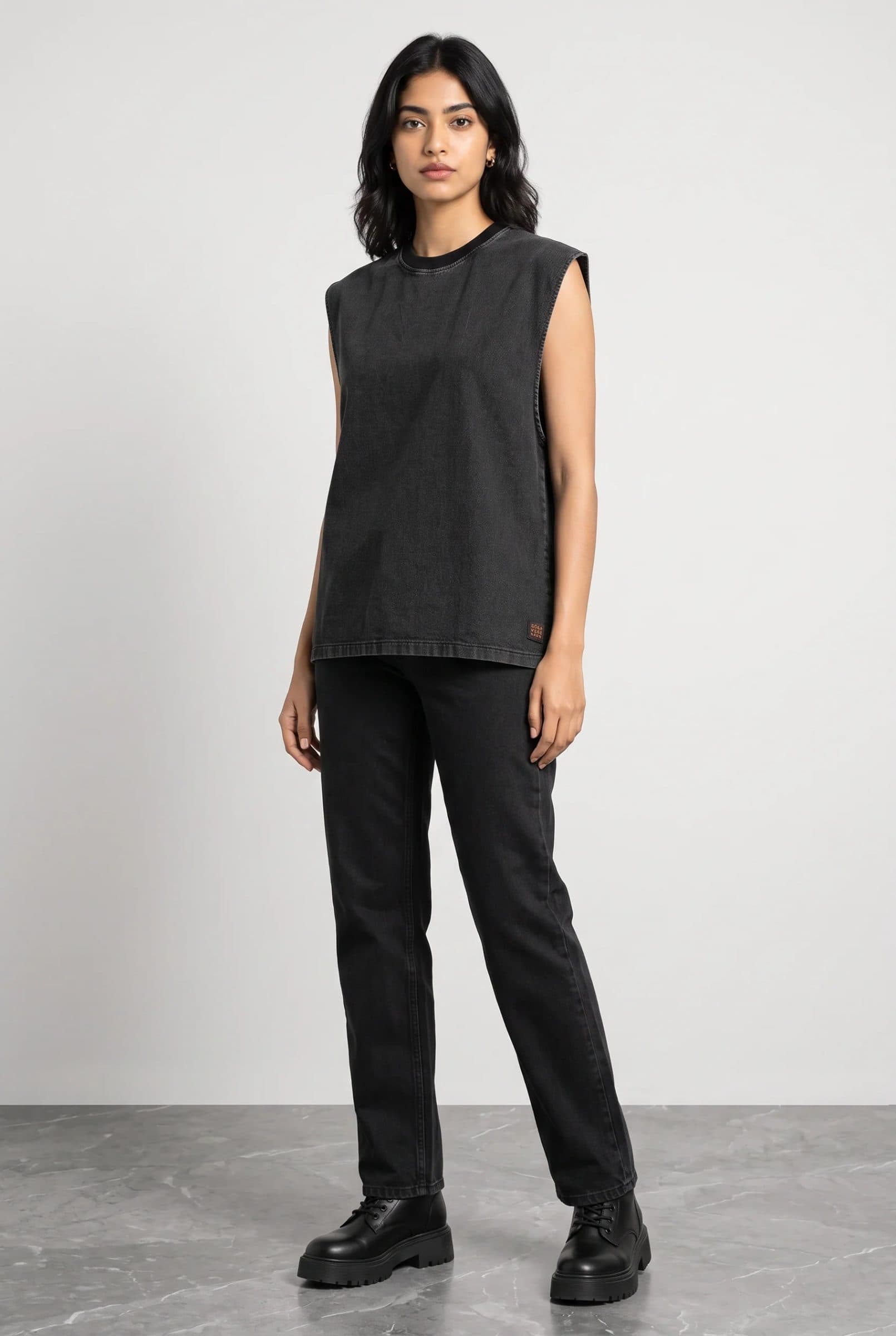 BLACK DENIM WOMEN'S TANK TOP image 9