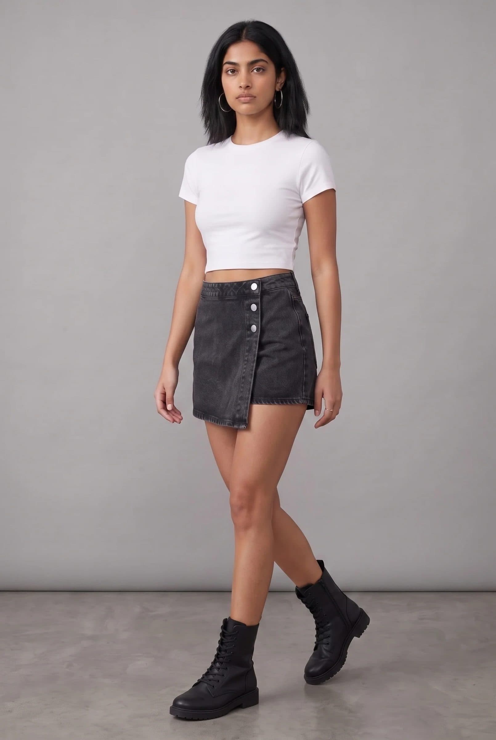 BLACK DENIM WOMEN'S SKORT image 7