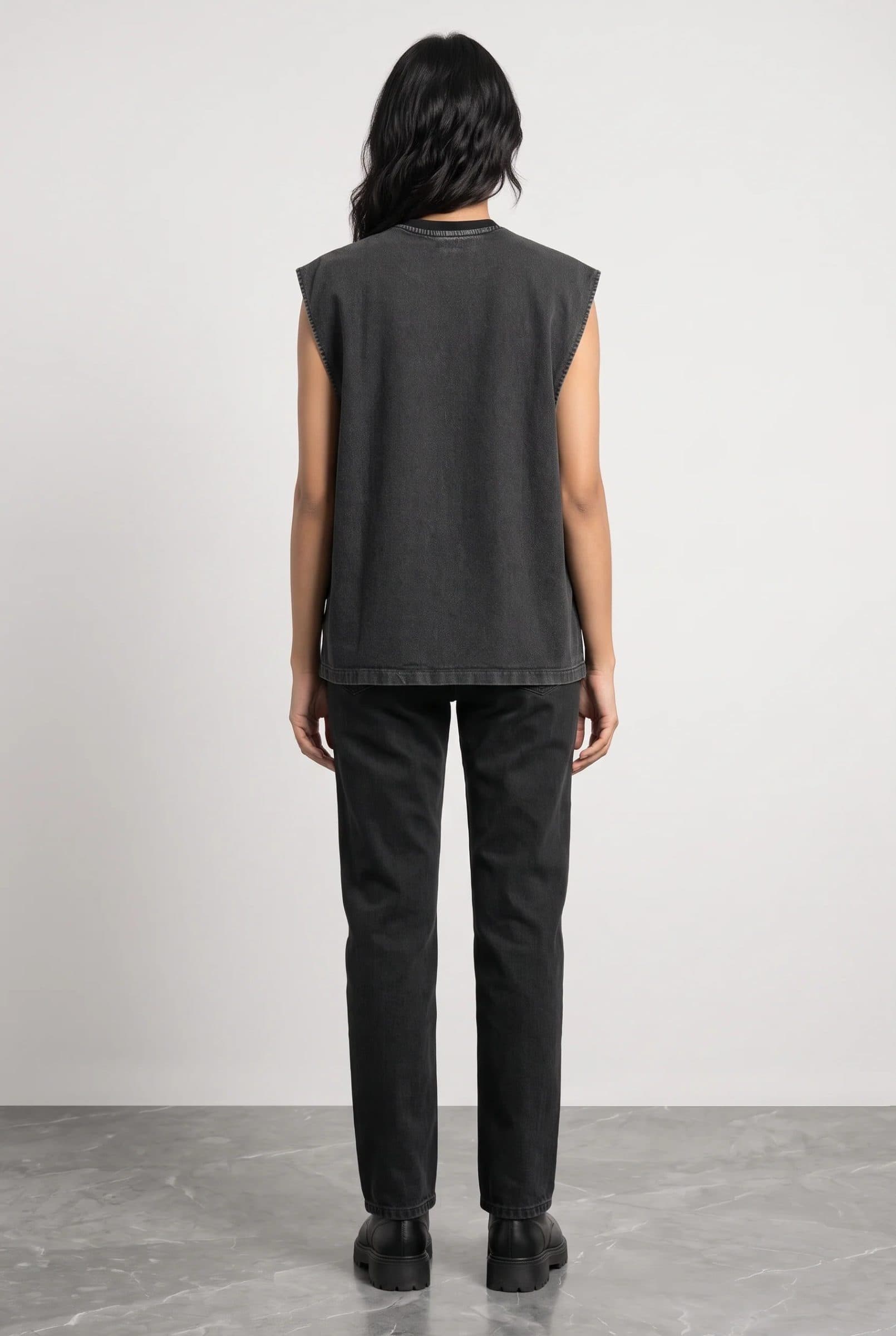 BLACK DENIM WOMEN'S TANK TOP image 5