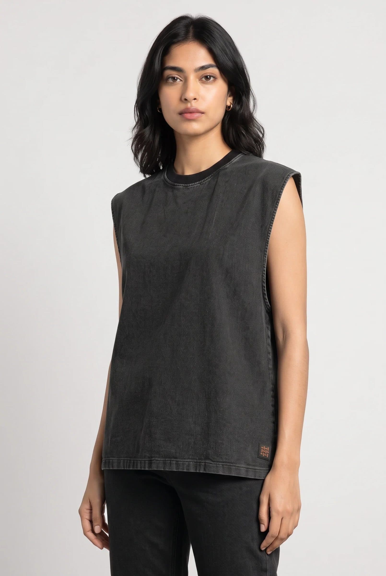 BLACK DENIM WOMEN'S TANK TOP image 3