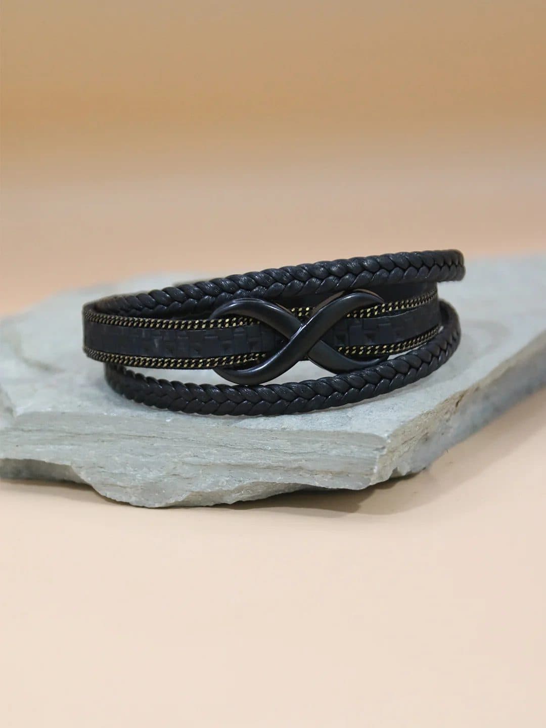 BLACK-GOLD INFINITY BRACELET FOR MEN image 1