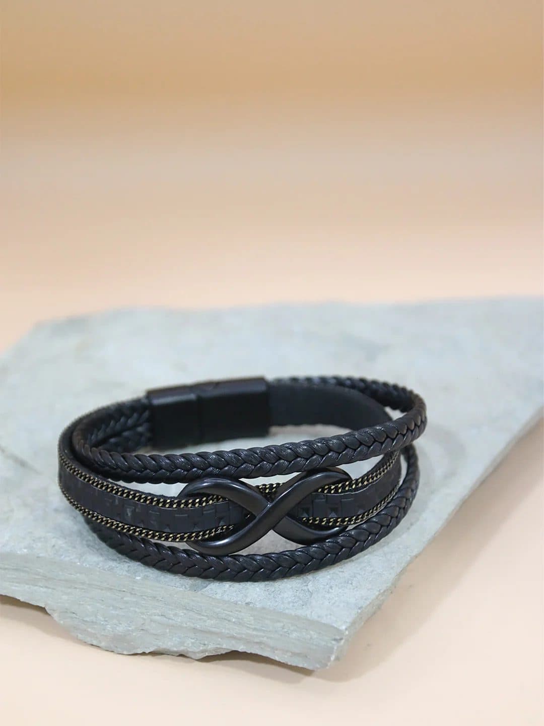 BLACK-GOLD INFINITY BRACELET FOR MEN image 3