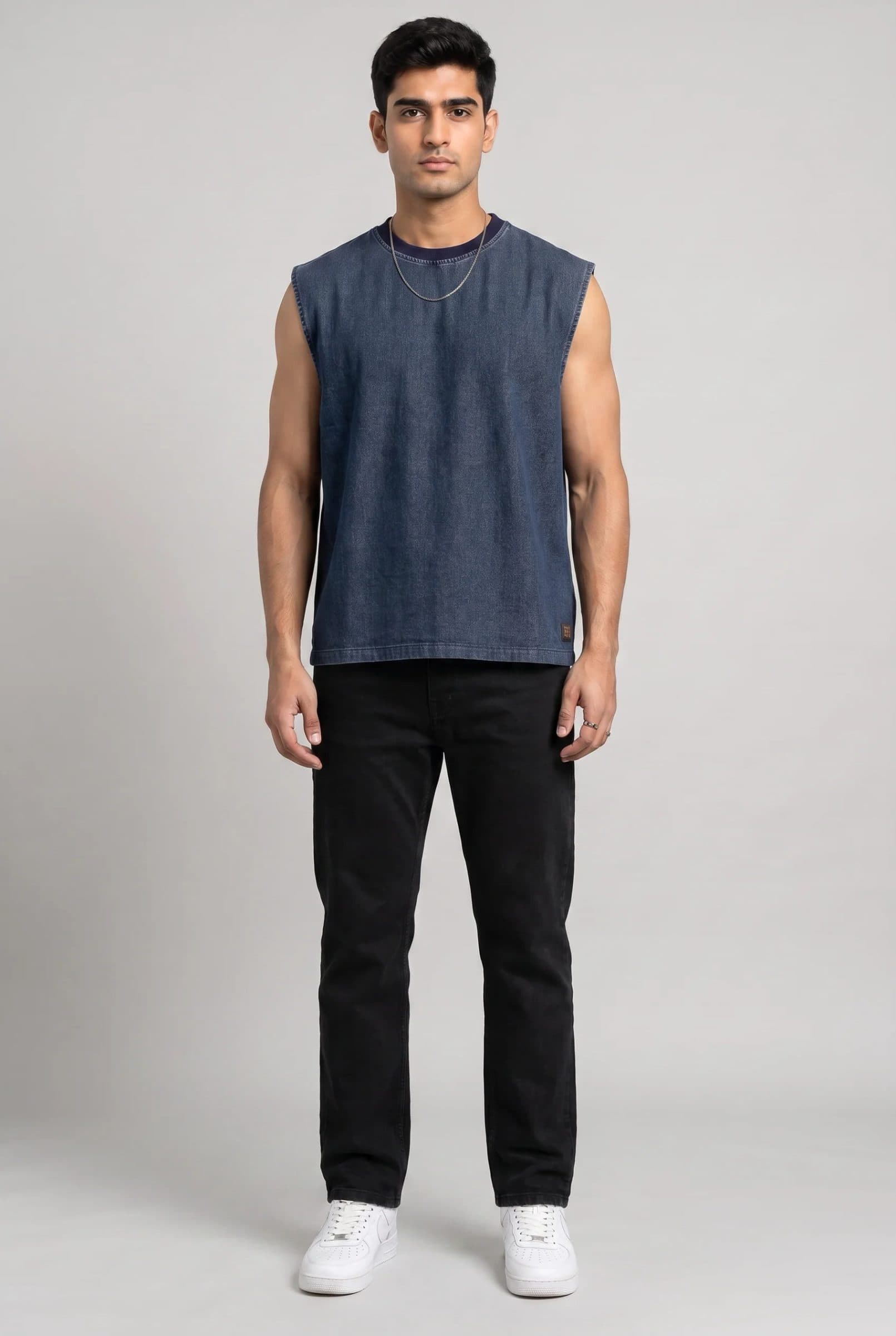 BLUE DENIM MEN'S TANK TOP image 5