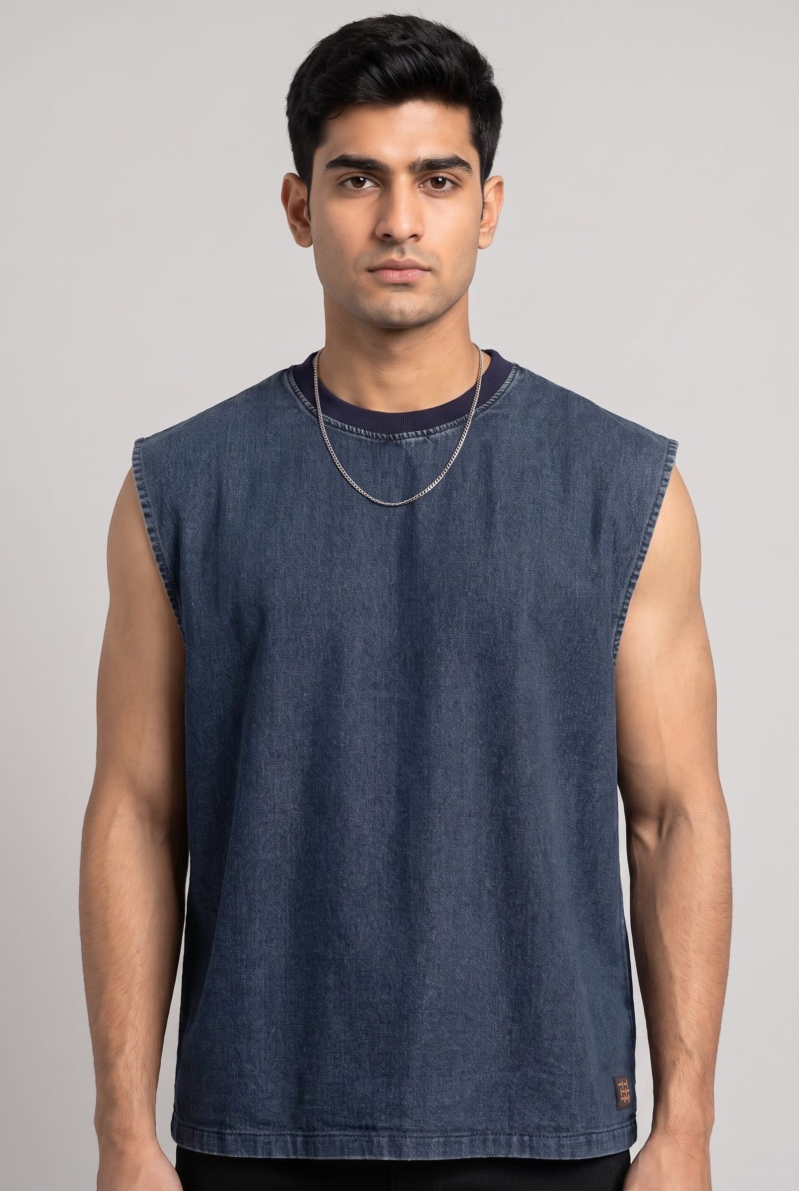 BLUE DENIM MEN'S TANK TOP image 4
