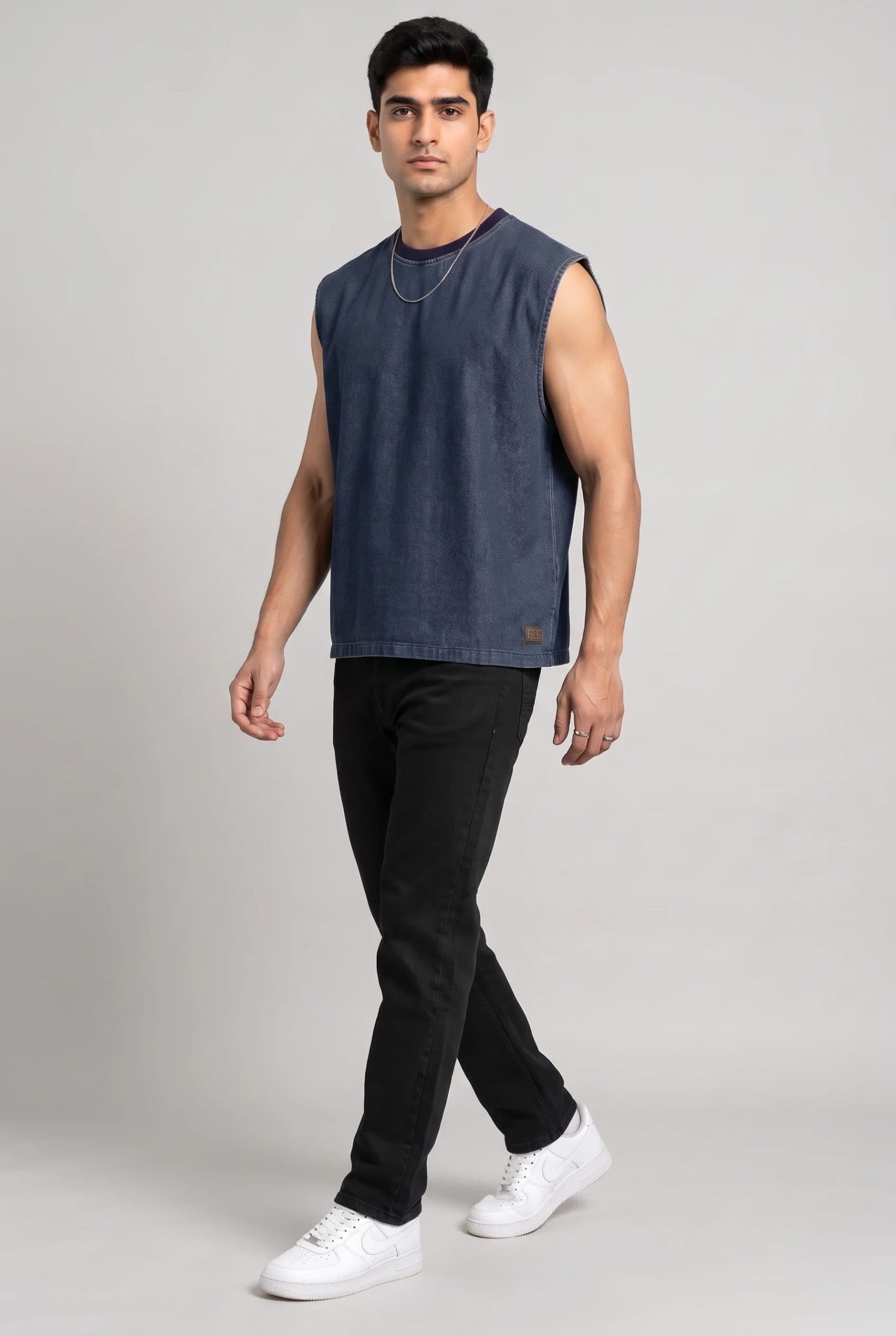 BLUE DENIM MEN'S TANK TOP image 8