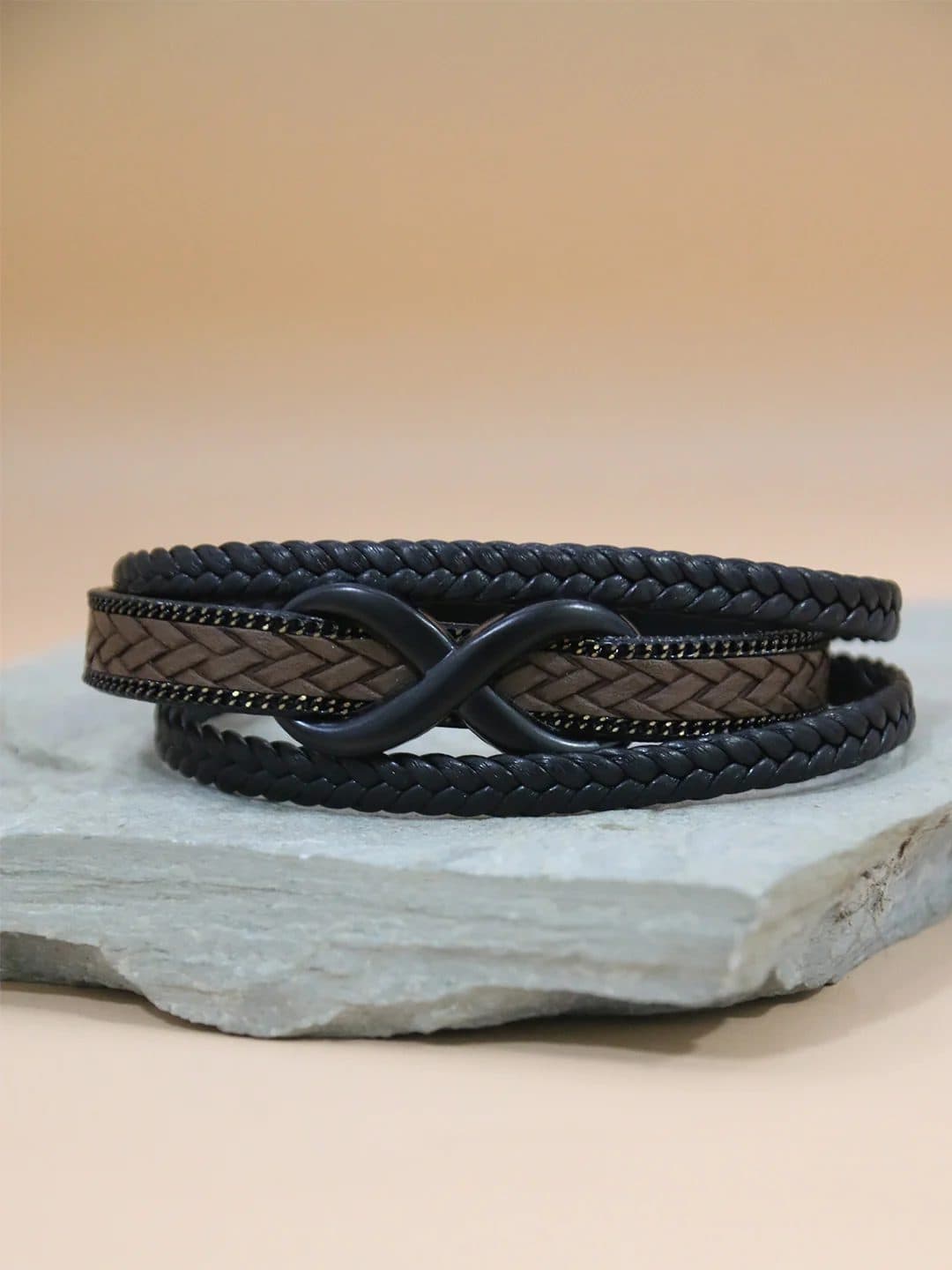 BROWN-GOLD INFINITY BRACELET FOR MEN image 2