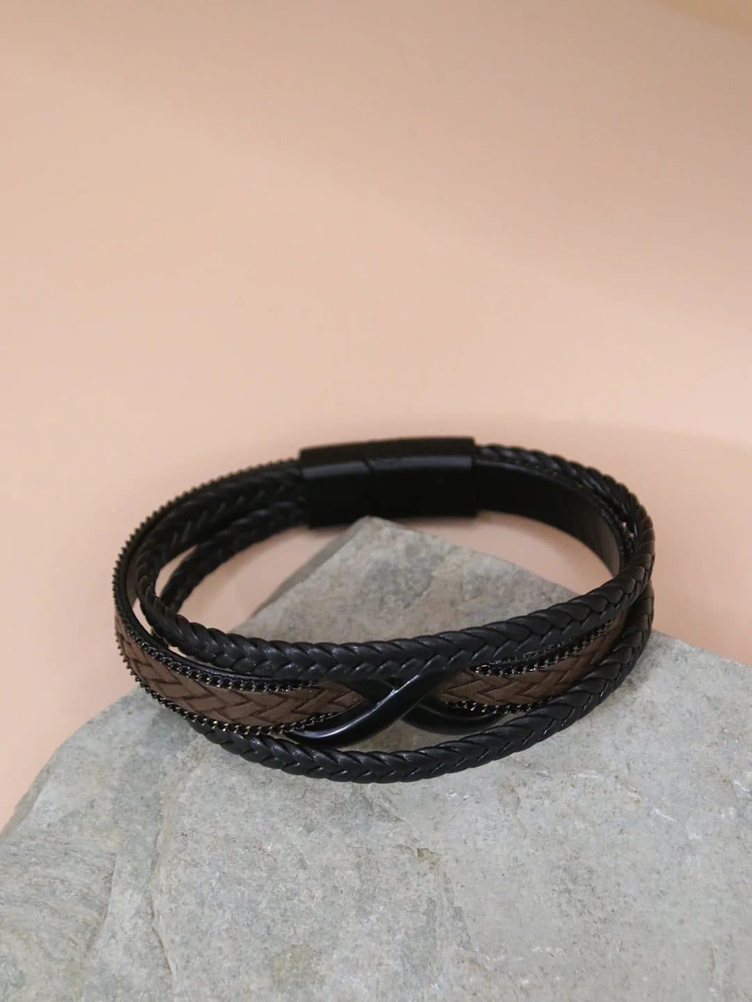 BROWN-GOLD INFINITY BRACELET FOR MEN image 3