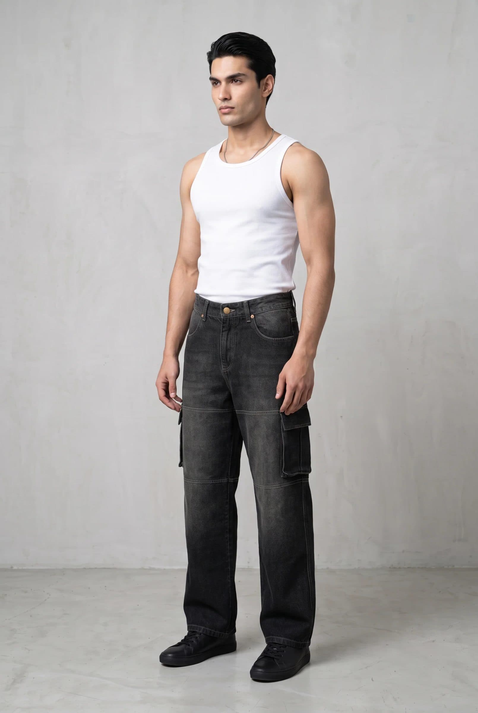 CARBON BLACK DENIM MEN'S CARGO image 9