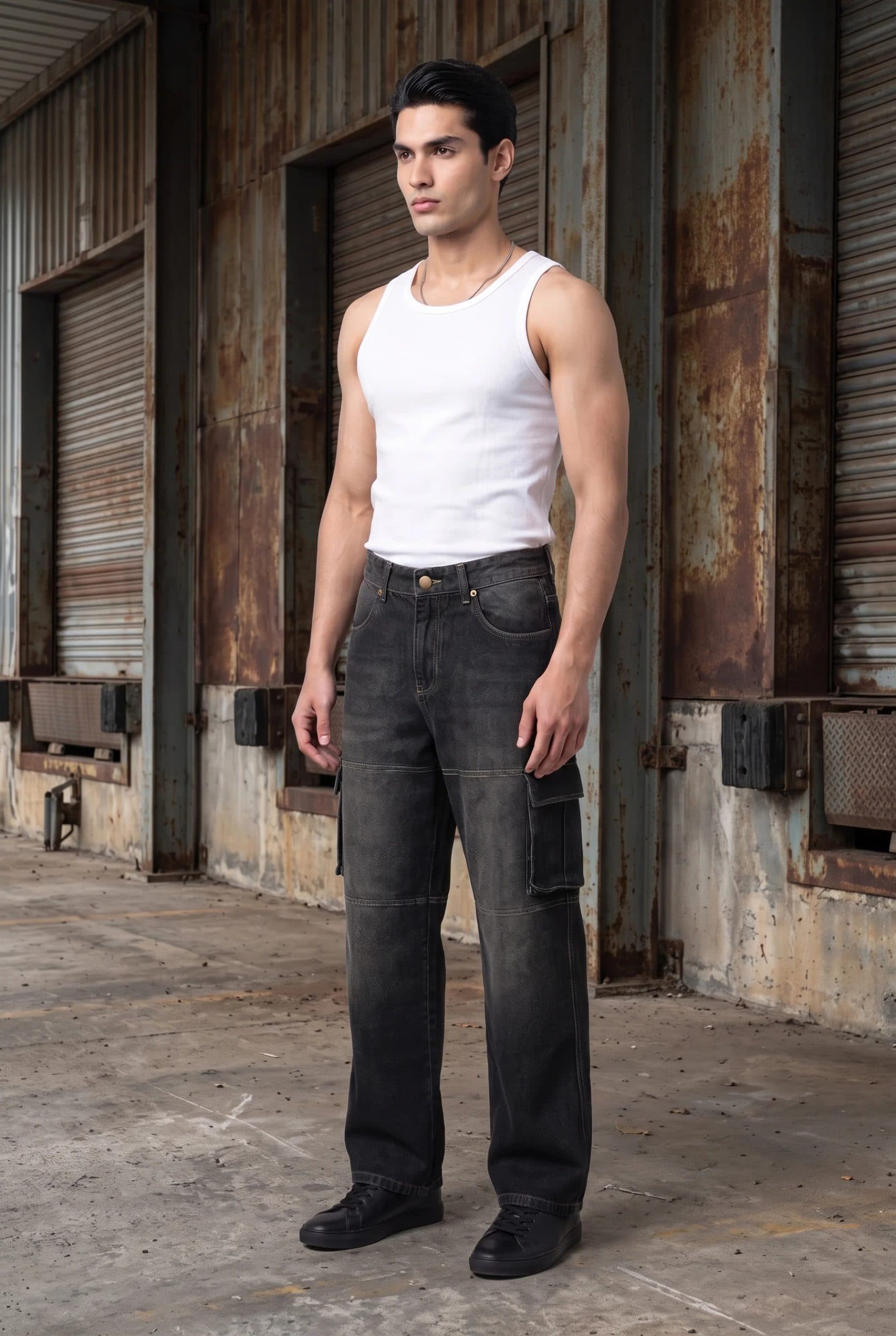 CARBON BLACK DENIM MEN'S CARGO image 8
