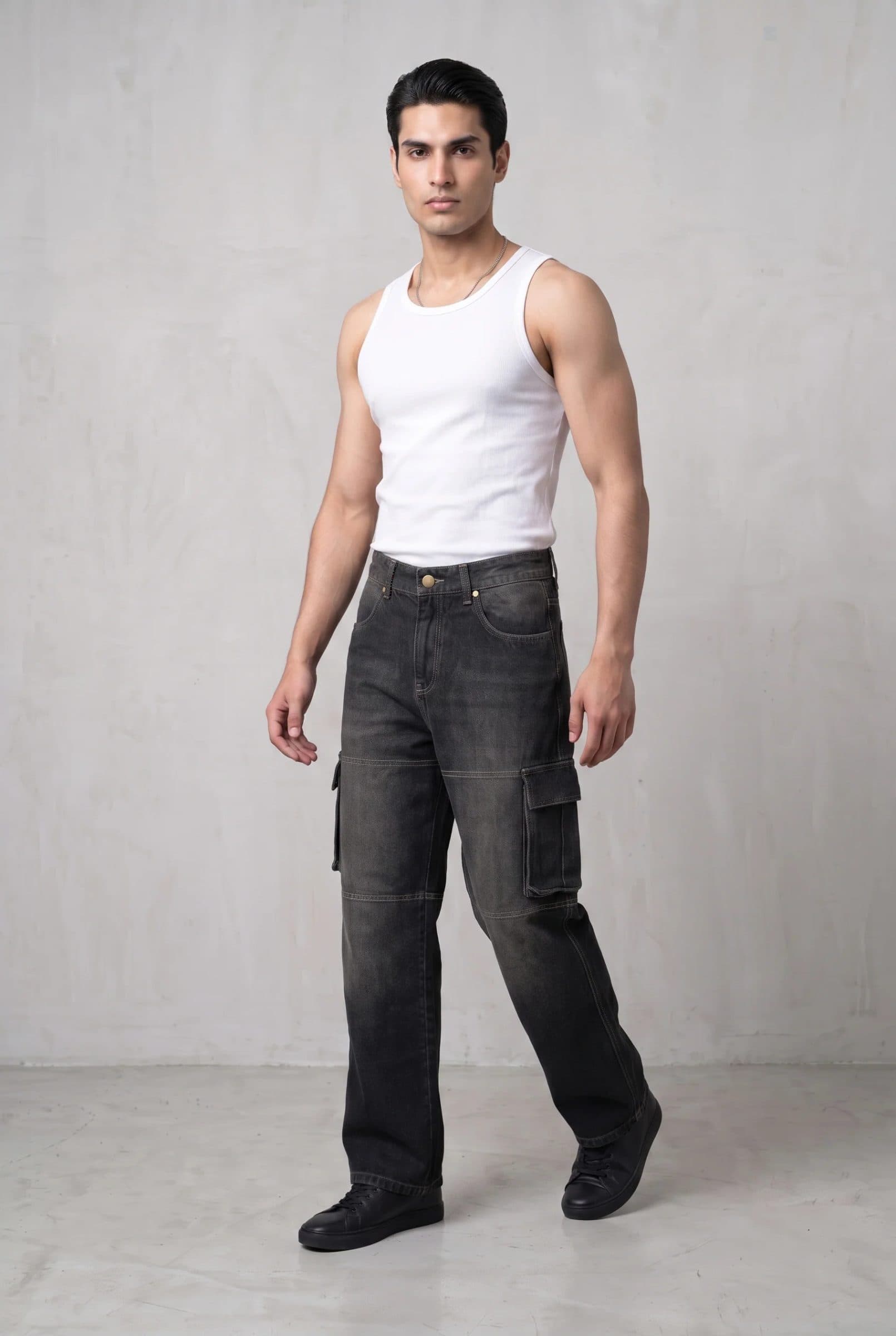 CARBON BLACK DENIM MEN'S CARGO image 6