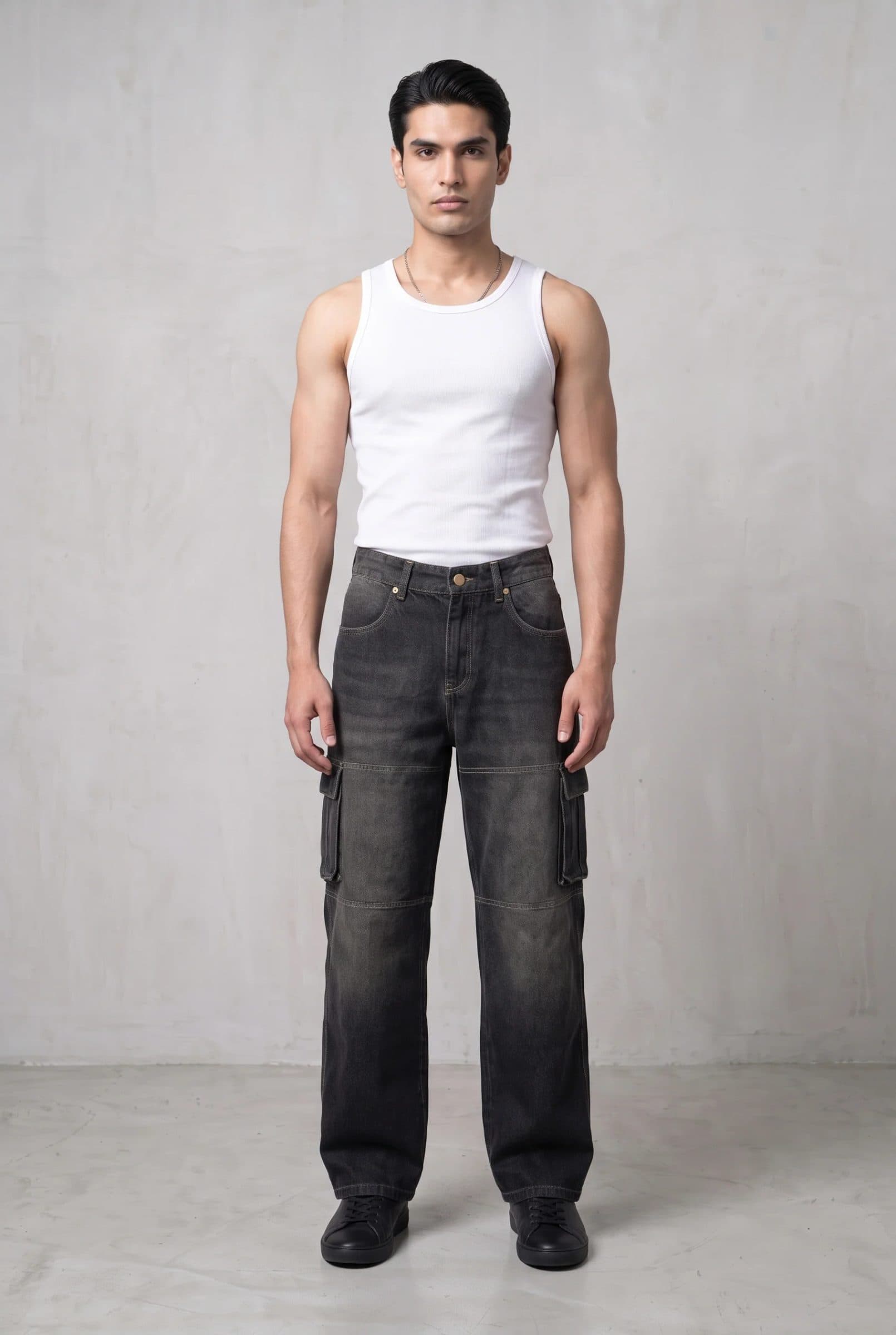 CARBON BLACK DENIM MEN'S CARGO image 4