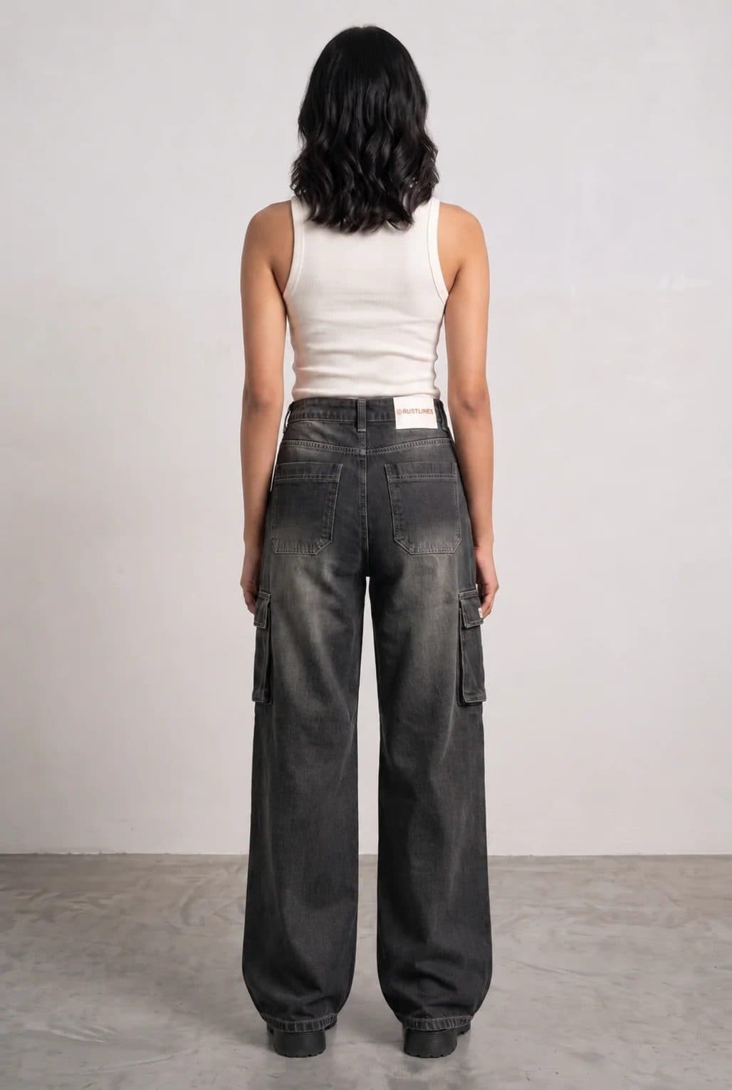 CARBON BLACK DENIM WOMEN'S CARGO image 4