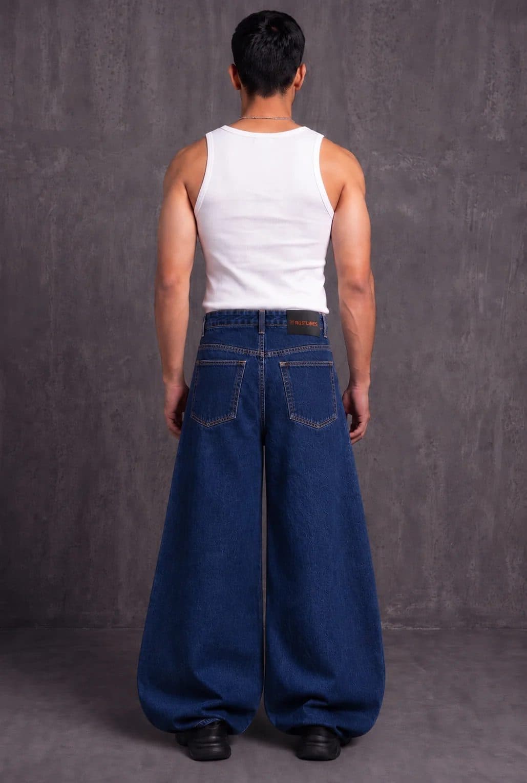 DARK BLUE MEN'S BALLOON FIT DENIM JEANS image 4