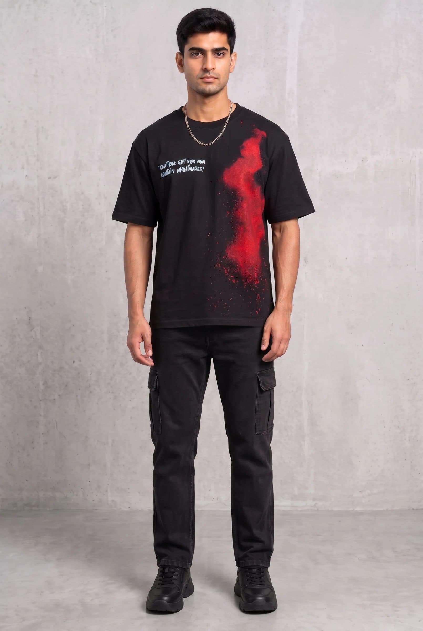 DARK SECRET BLACK MEN’S OVERSIZED T-SHIRT image 4