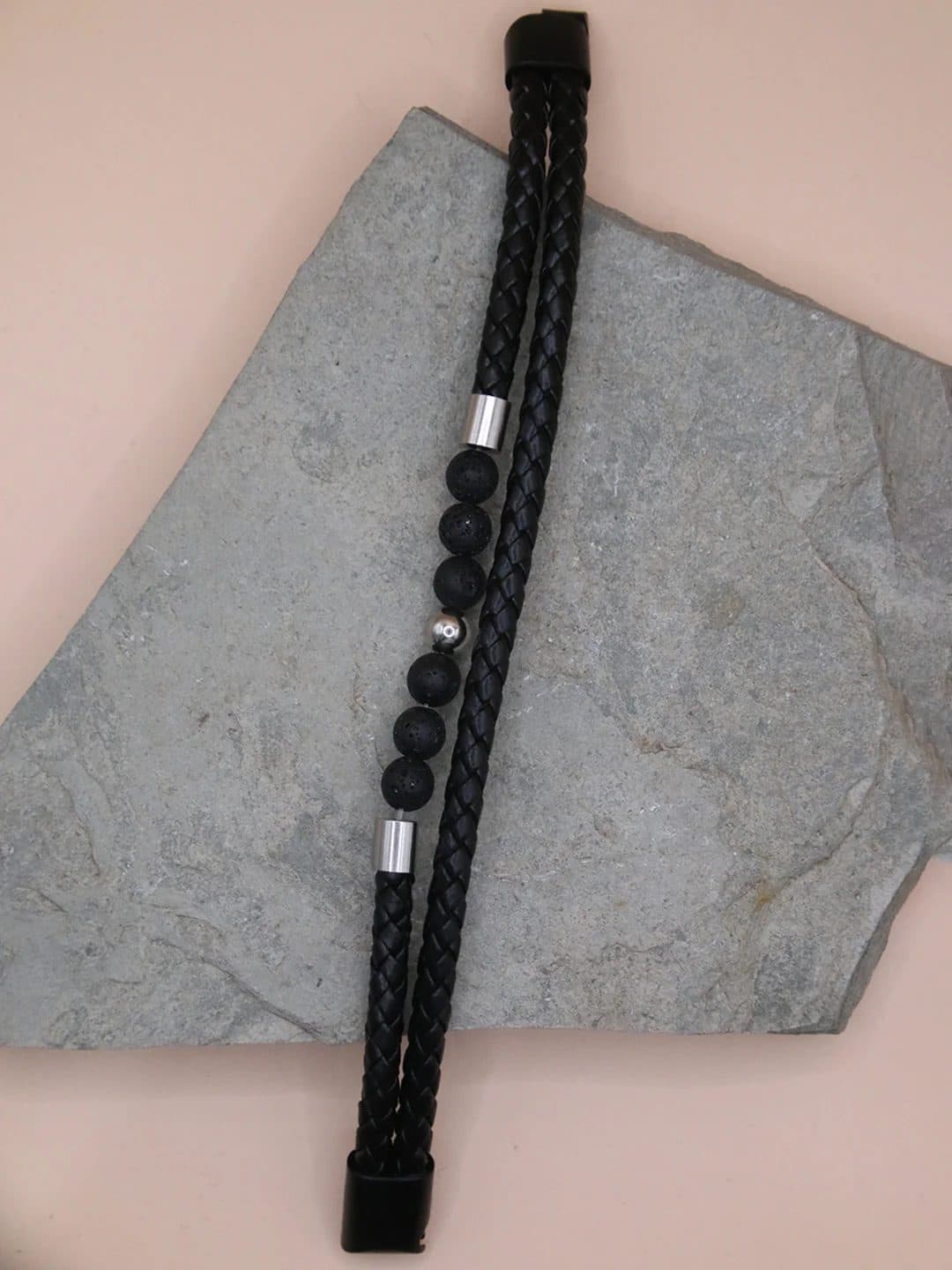 DUAL-LAYER CHARCOAL BEADS BRACELET FOR MEN image 3