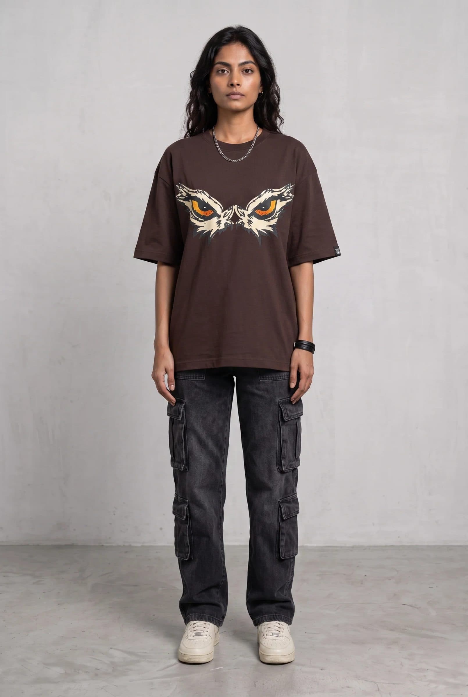 EAGLE EYE BROWN WOMEN’S OVERSIZED T-SHIRT image 4