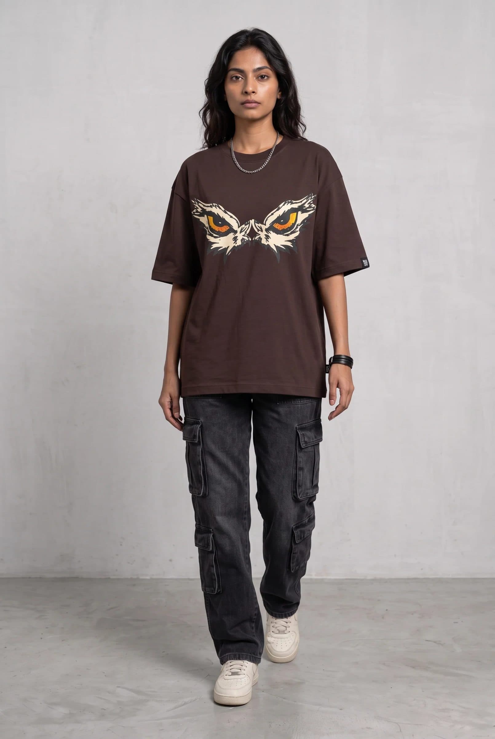 EAGLE EYE BROWN WOMEN’S OVERSIZED T-SHIRT image 9