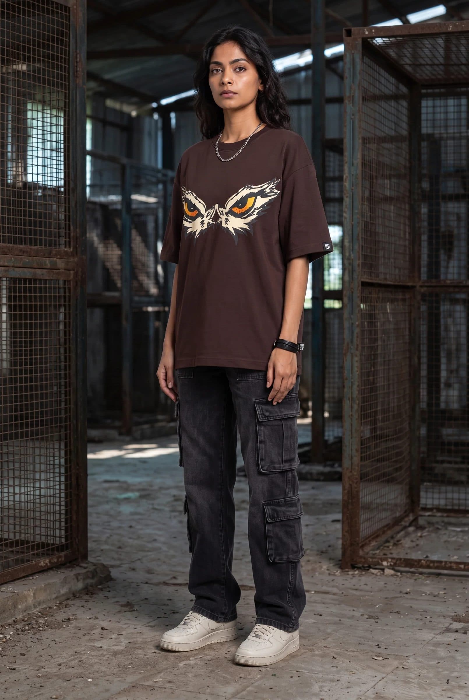 EAGLE EYE BROWN WOMEN’S OVERSIZED T-SHIRT image 7