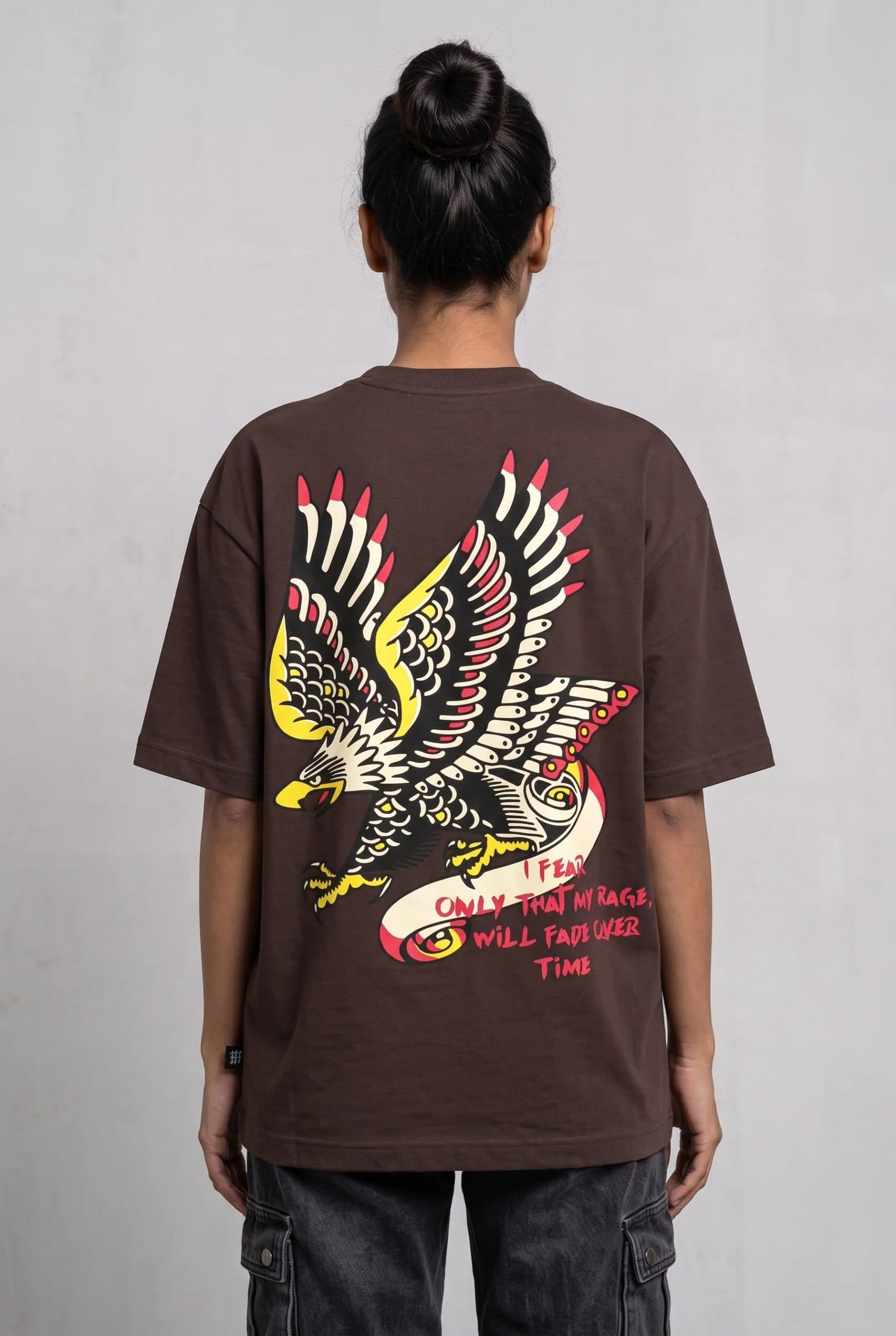 EAGLE EYE BROWN WOMEN’S OVERSIZED T-SHIRT image 3