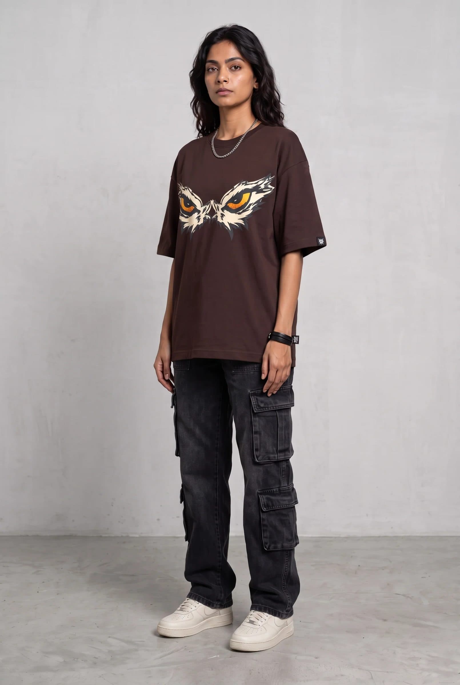 EAGLE EYE BROWN WOMEN’S OVERSIZED T-SHIRT image 6