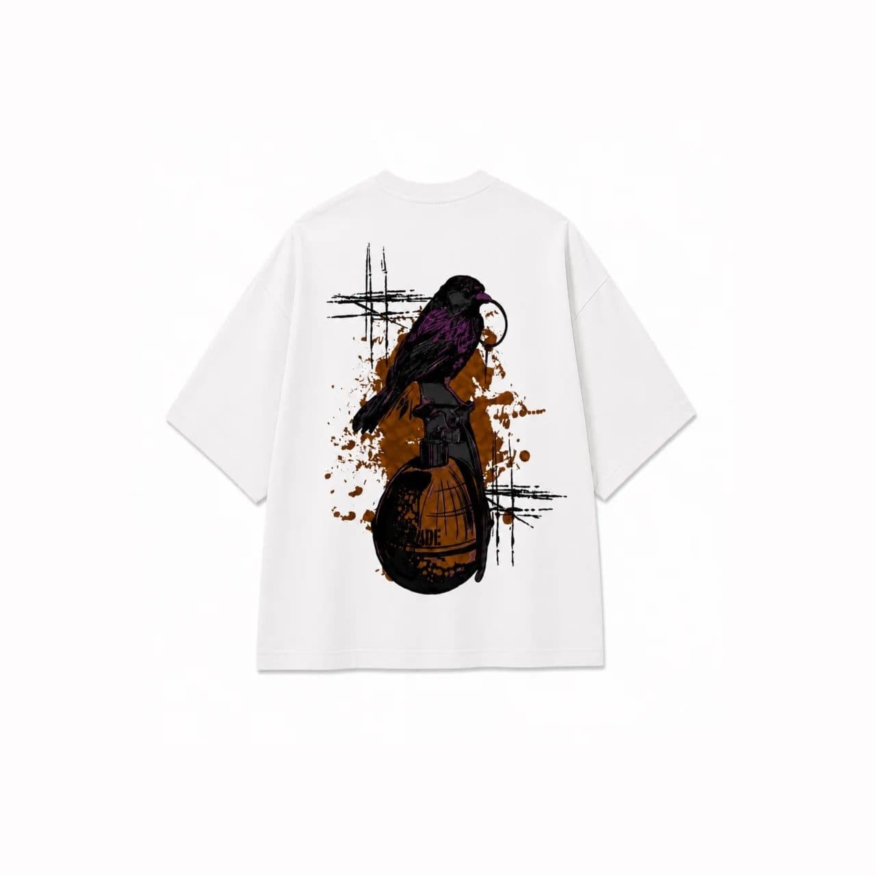 GRENADE WHITE MEN’S OVERSIZED T-SHIRT image 2