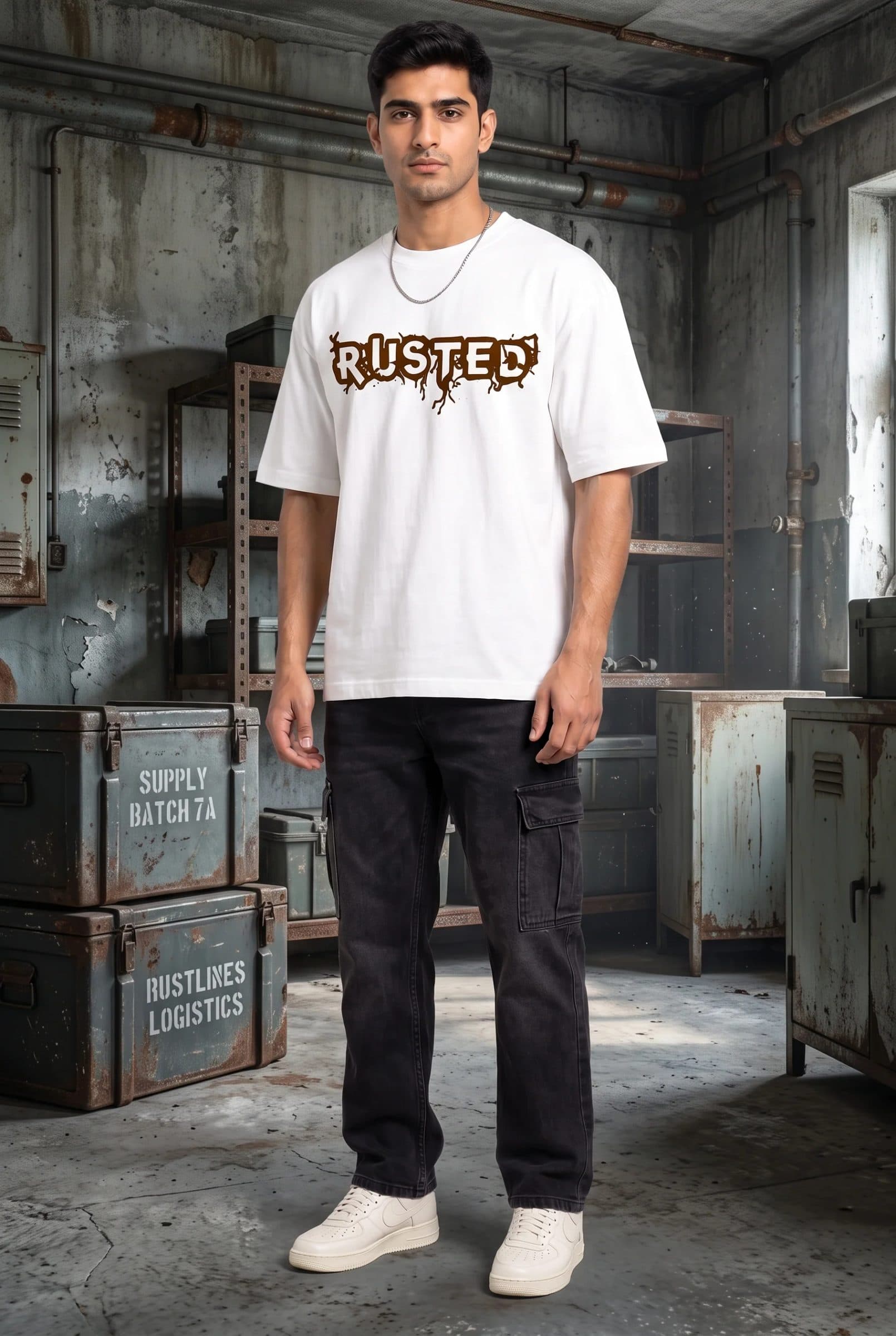 GRENADE WHITE MEN’S OVERSIZED T-SHIRT image 8
