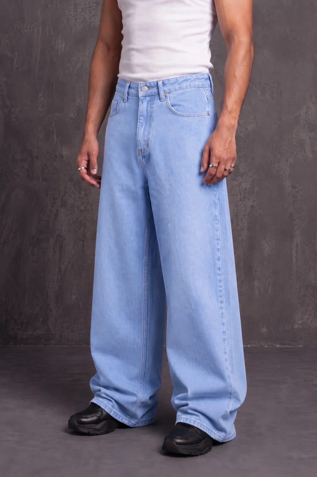 LIGHT BLUE MEN'S BALLOON FIT DENIM JEANS image 7