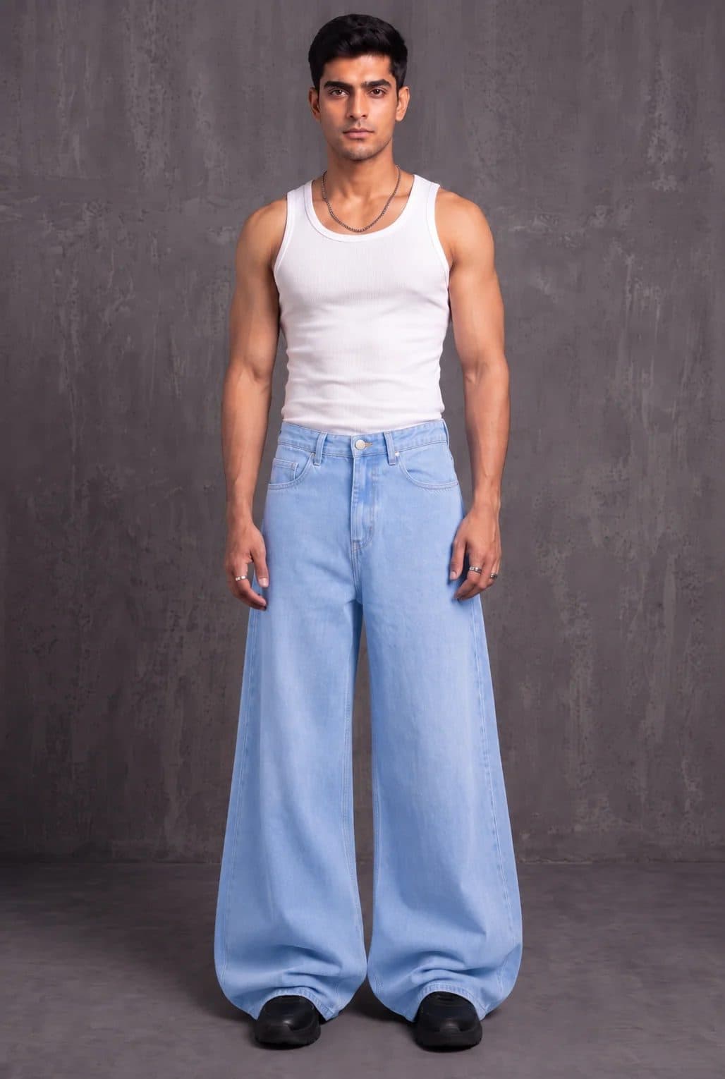 LIGHT BLUE MEN'S BALLOON FIT DENIM JEANS image 3