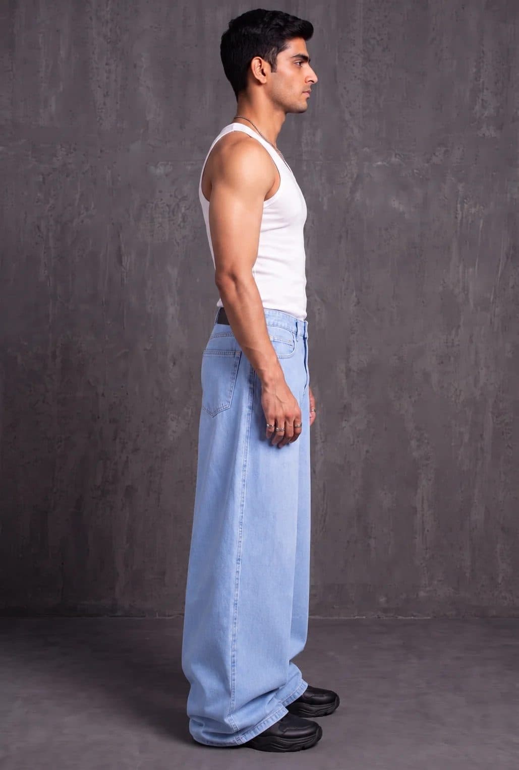 LIGHT BLUE MEN'S BALLOON FIT DENIM JEANS image 6