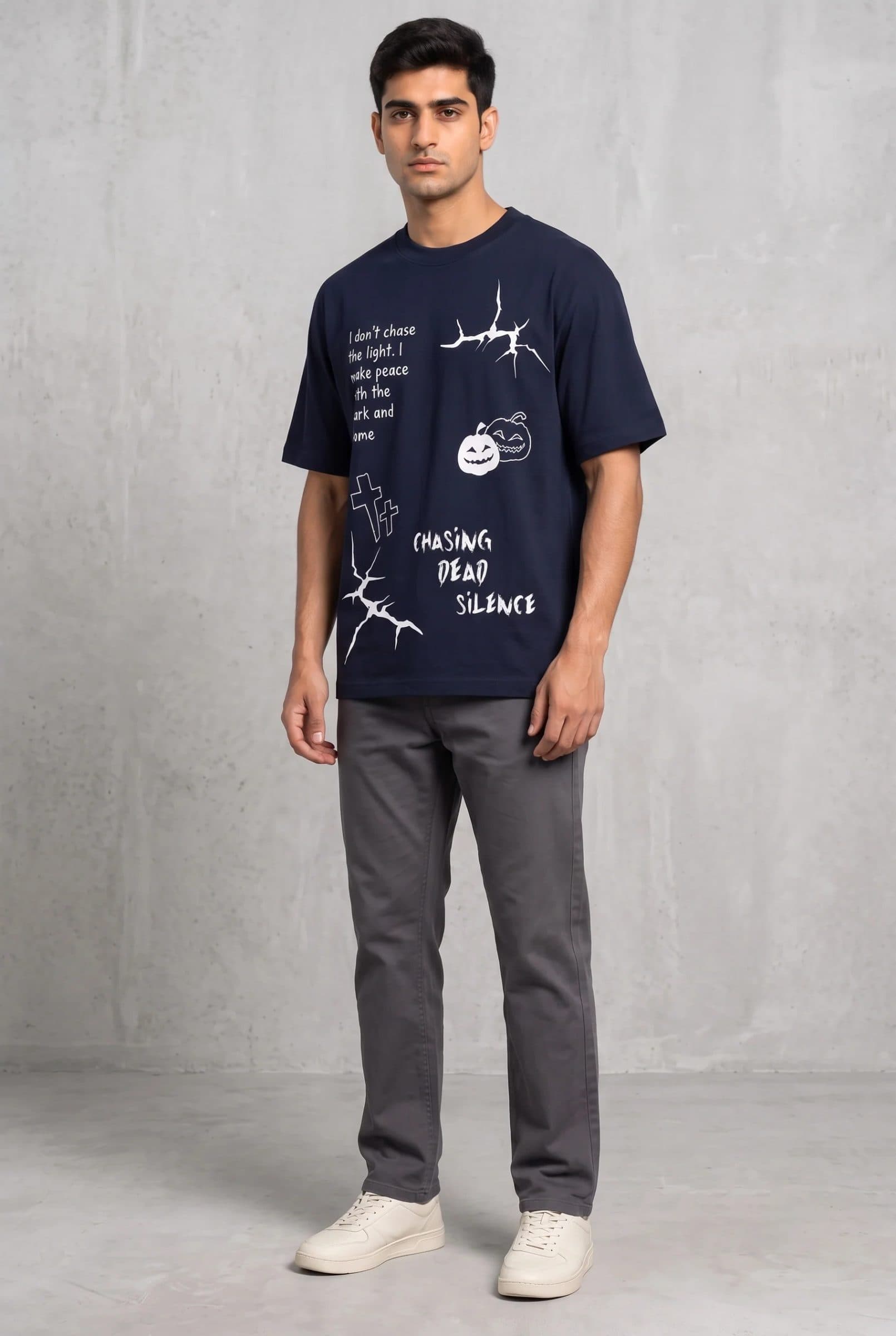 MIDNIGHT SPOOKY NAVY MEN’S OVERSIZED T-SHIRT image 7