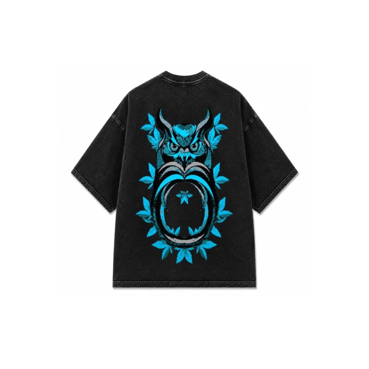 OWL VISION DARK GREY ACIDWASH MEN’S OVERSIZED T-SHIRT image 2