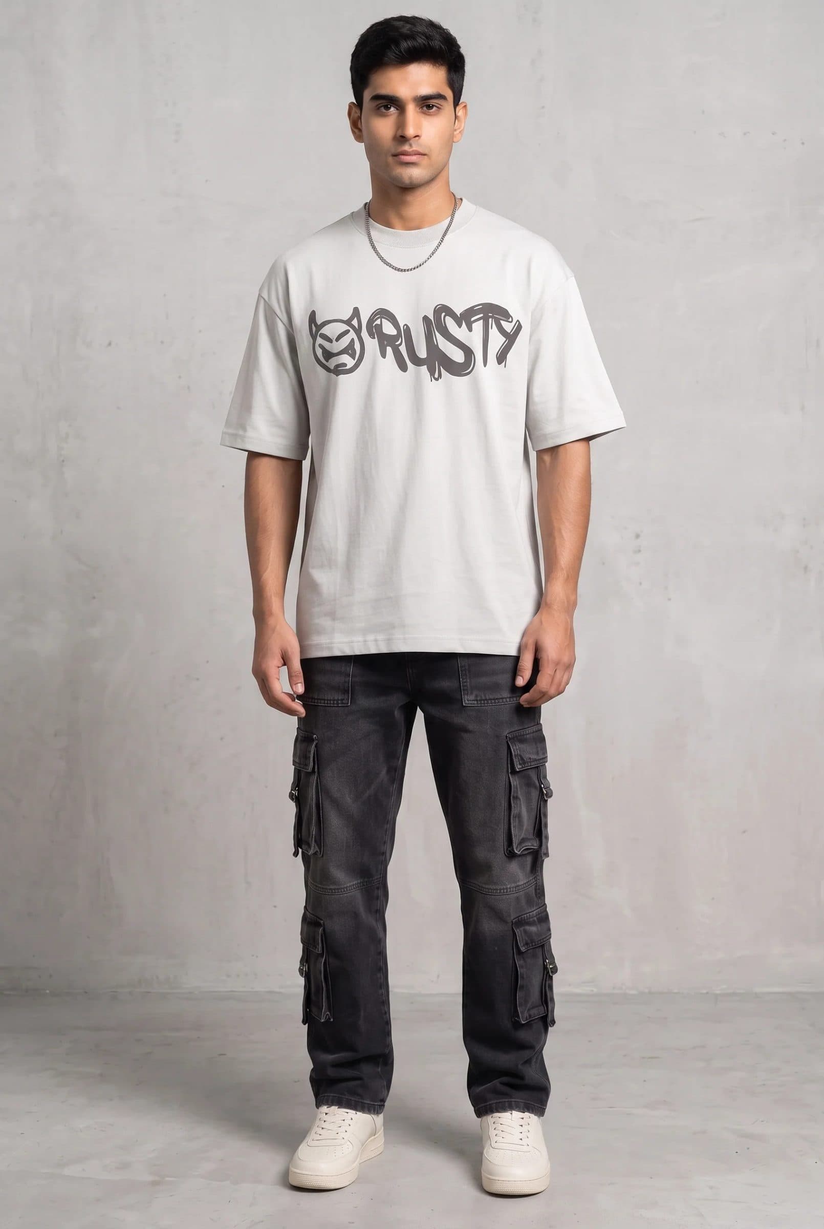RUST GRAFFITI GREY MEN’S OVERSIZED T-SHIRT image 4