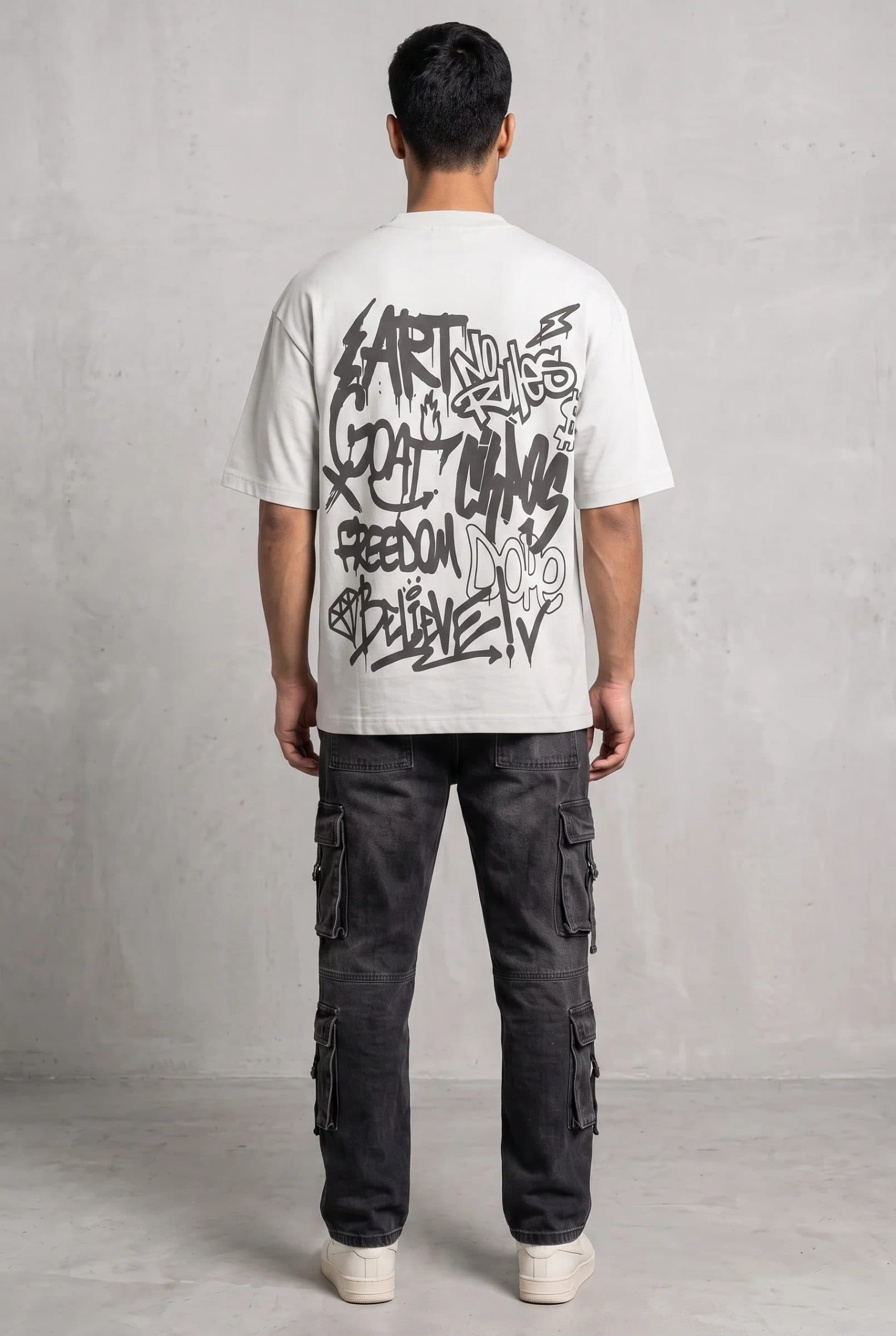 RUST GRAFFITI GREY MEN’S OVERSIZED T-SHIRT image 5