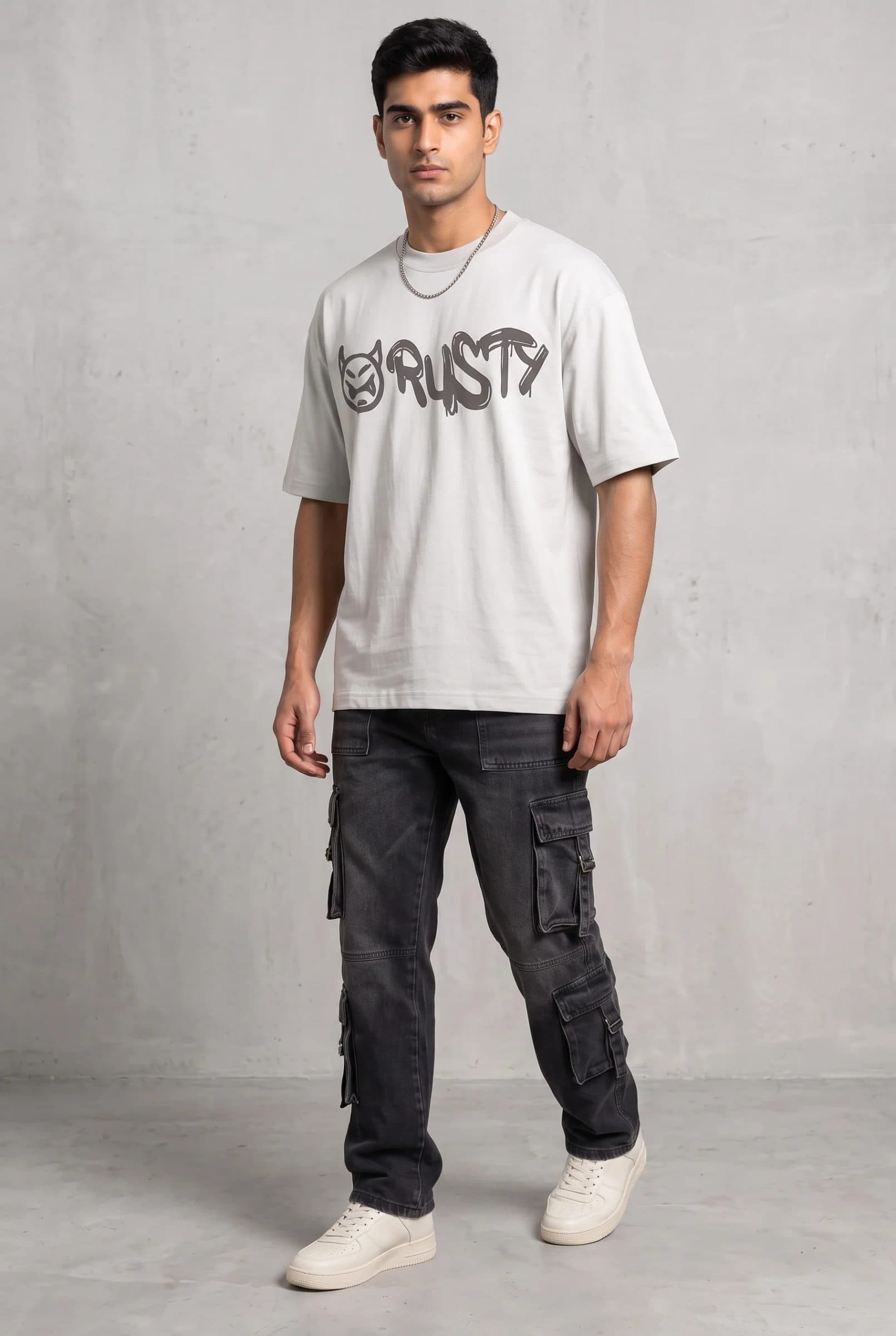 RUST GRAFFITI GREY MEN’S OVERSIZED T-SHIRT image 9