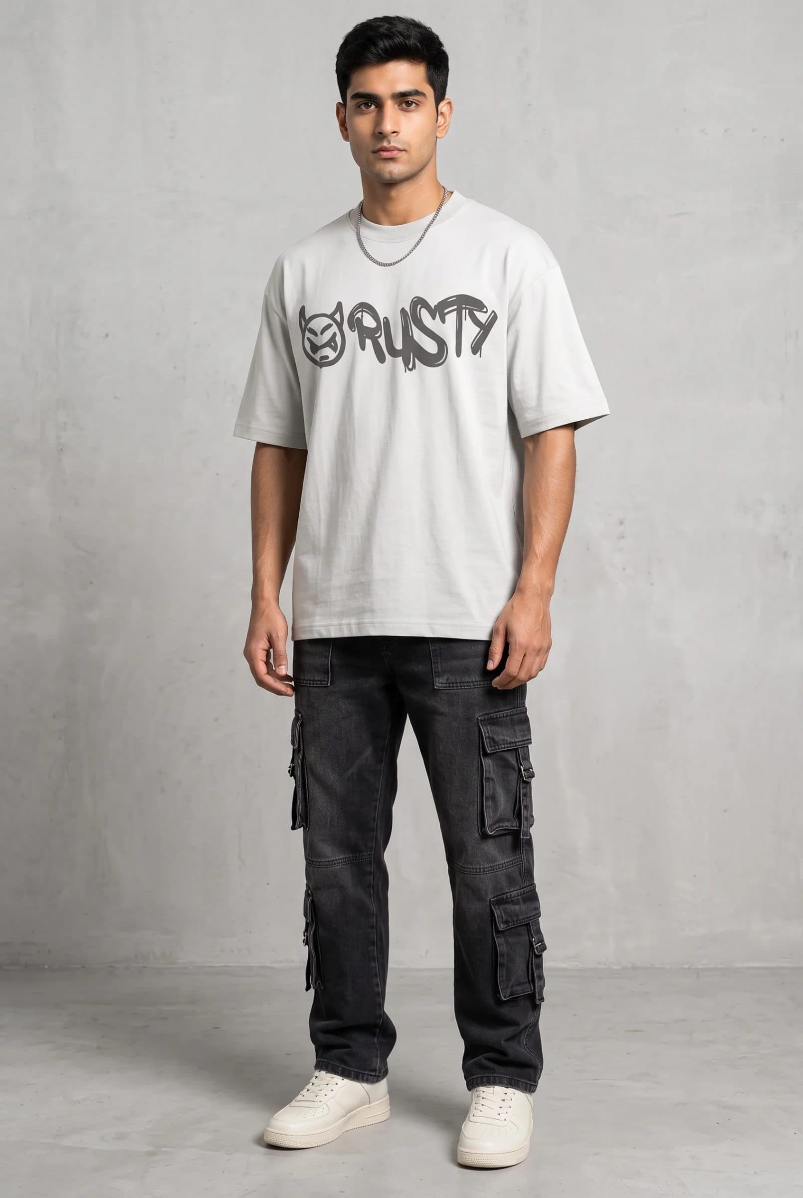 RUST GRAFFITI GREY MEN’S OVERSIZED T-SHIRT image 6