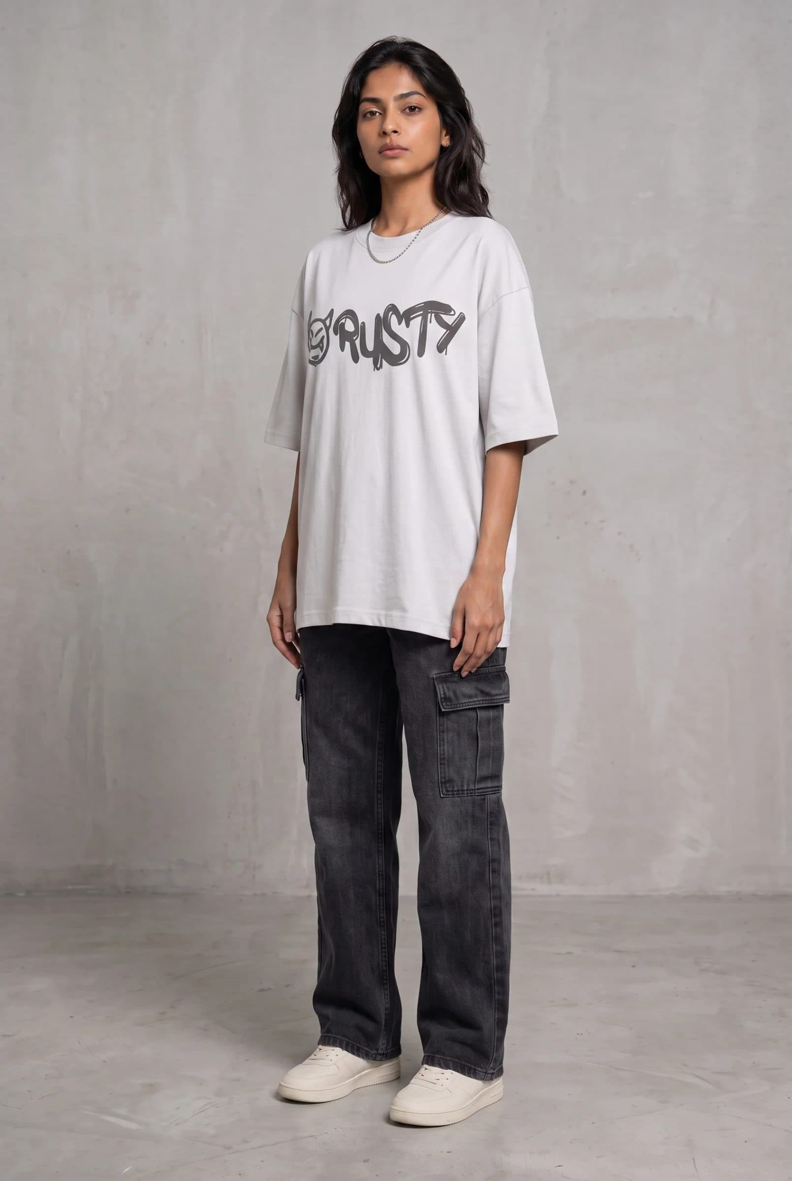 RUST GRAFFITI GREY WOMEN’S OVERSIZED T-SHIRT image 6