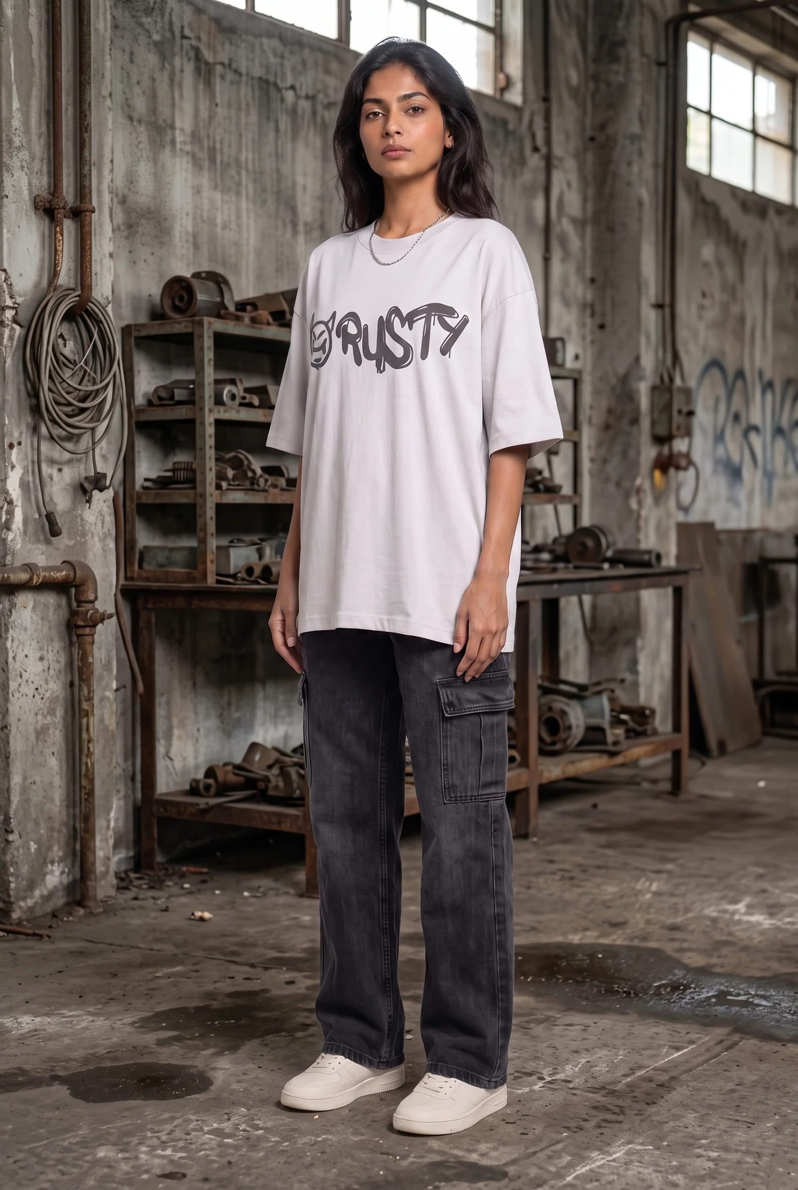 RUST GRAFFITI GREY WOMEN’S OVERSIZED T-SHIRT image 7