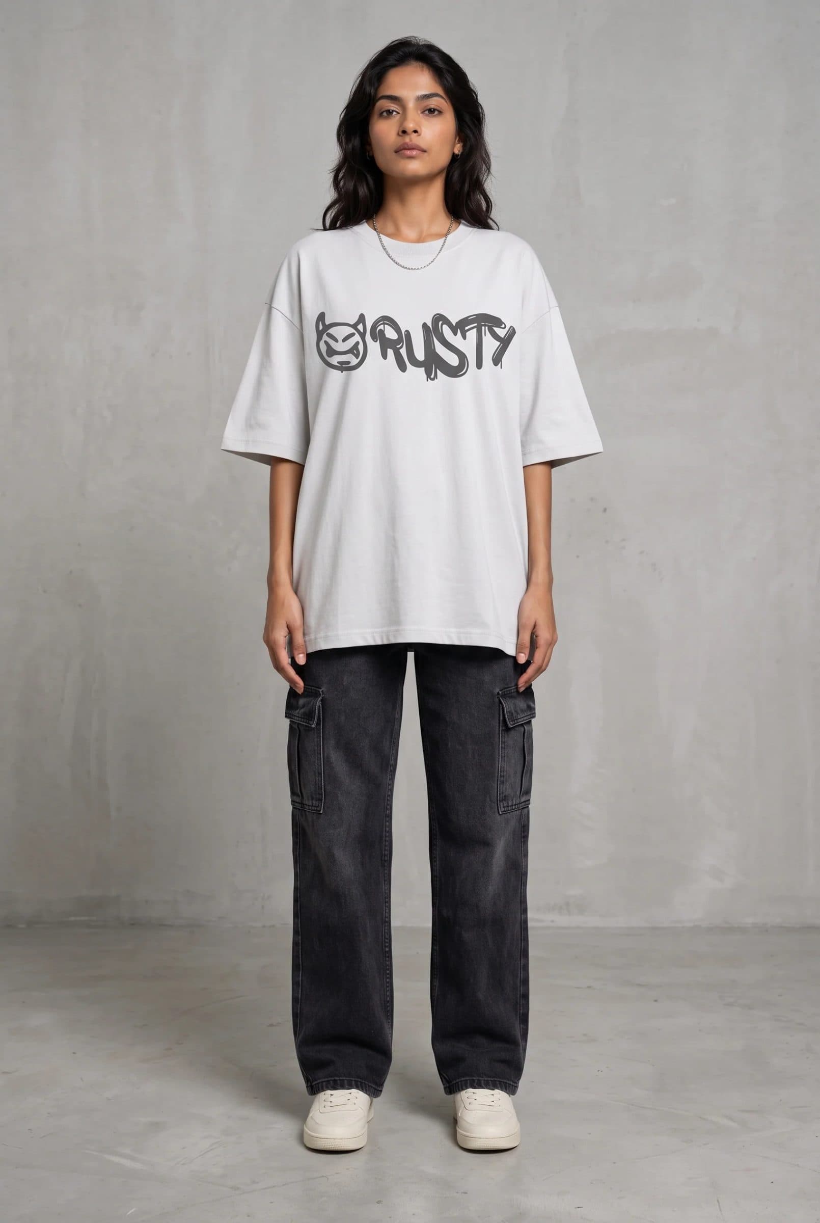 RUST GRAFFITI GREY WOMEN’S OVERSIZED T-SHIRT image 4