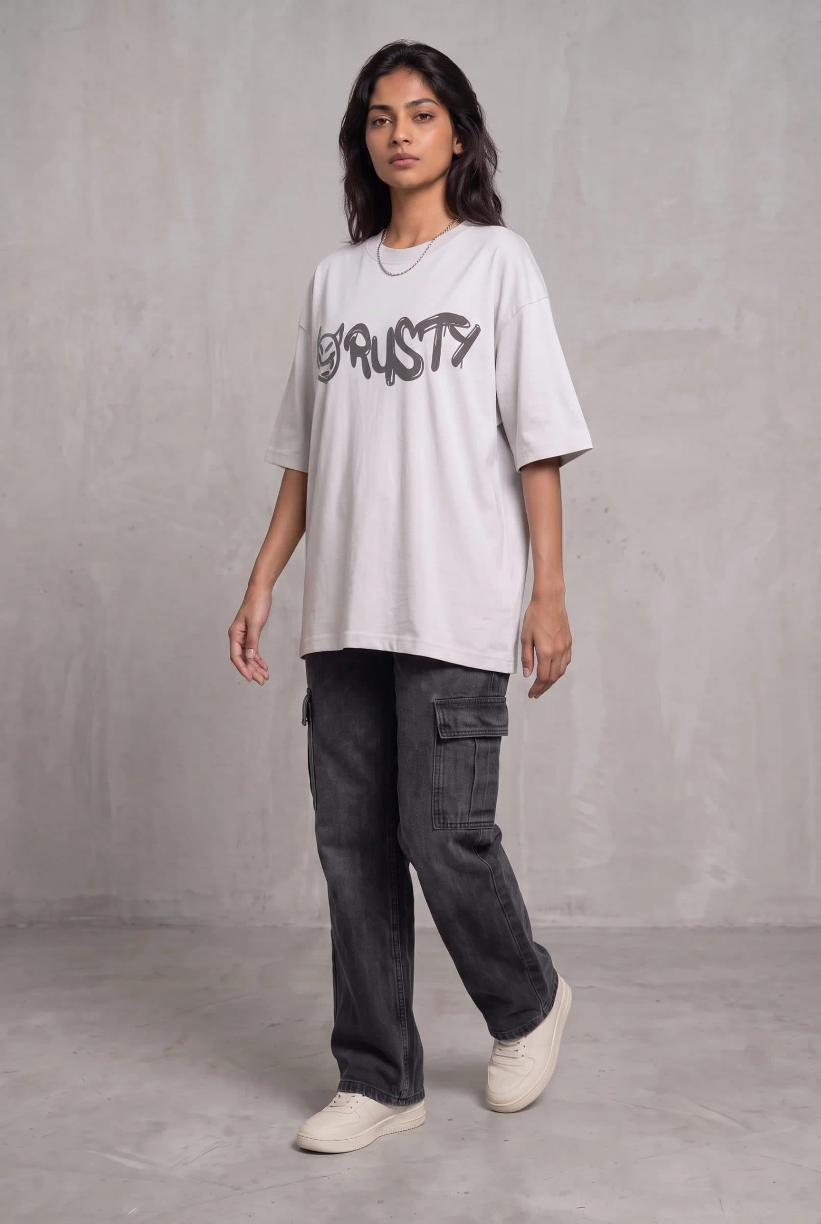 RUST GRAFFITI GREY WOMEN’S OVERSIZED T-SHIRT image 9
