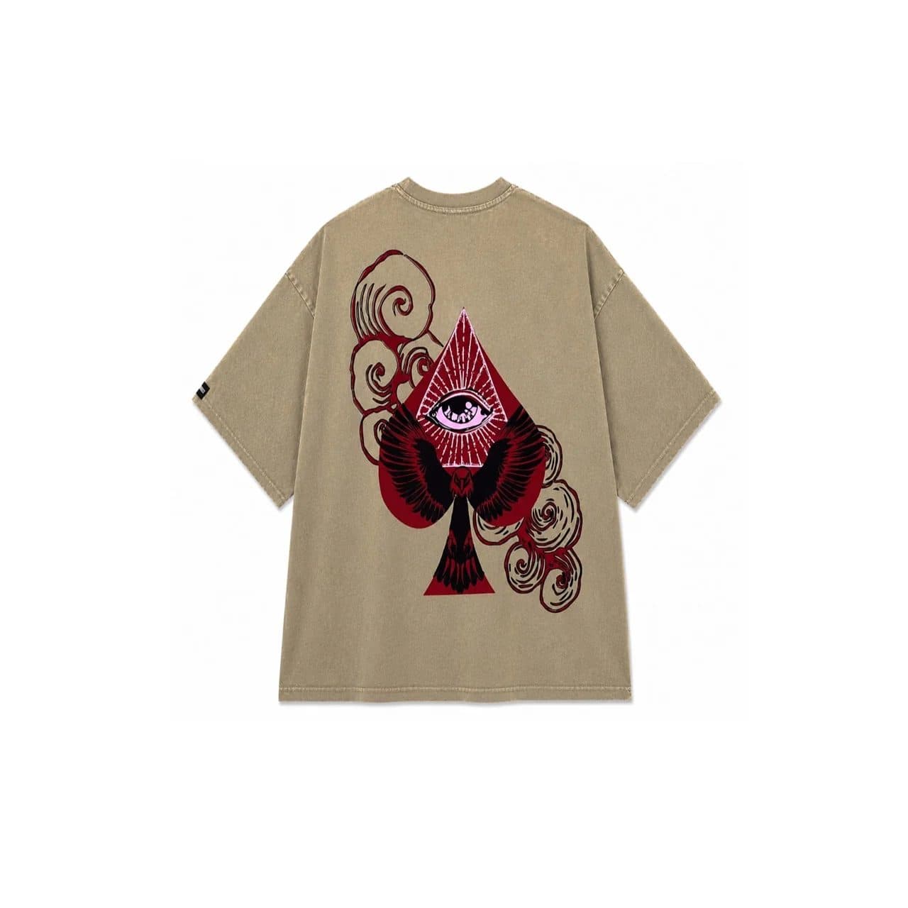 SPADE OF SECRETS BEIGE ACIDWASH MEN’S OVERSIZED T-SHIRT image 2