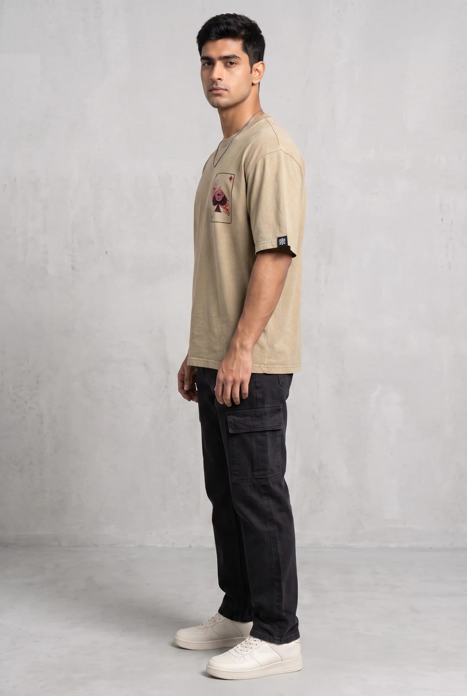 SPADE OF SECRETS BEIGE ACIDWASH MEN’S OVERSIZED T-SHIRT image 8