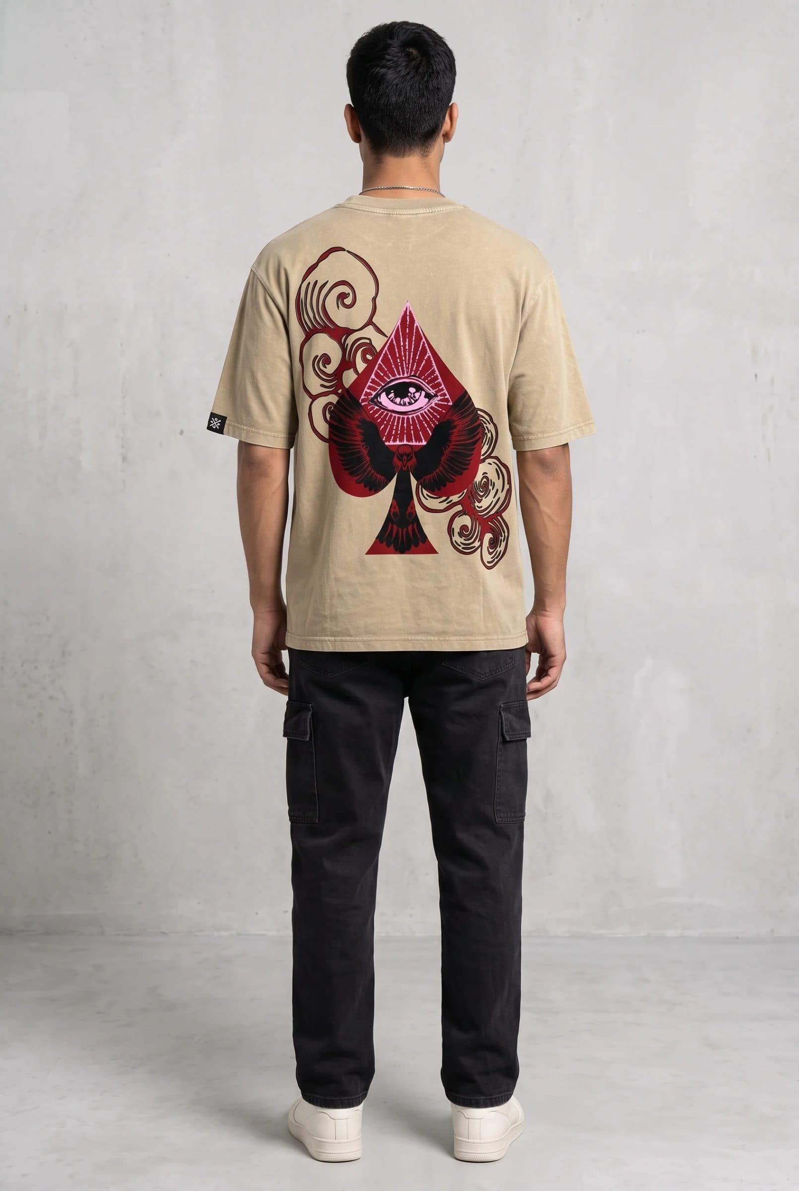 SPADE OF SECRETS BEIGE ACIDWASH MEN’S OVERSIZED T-SHIRT image 5