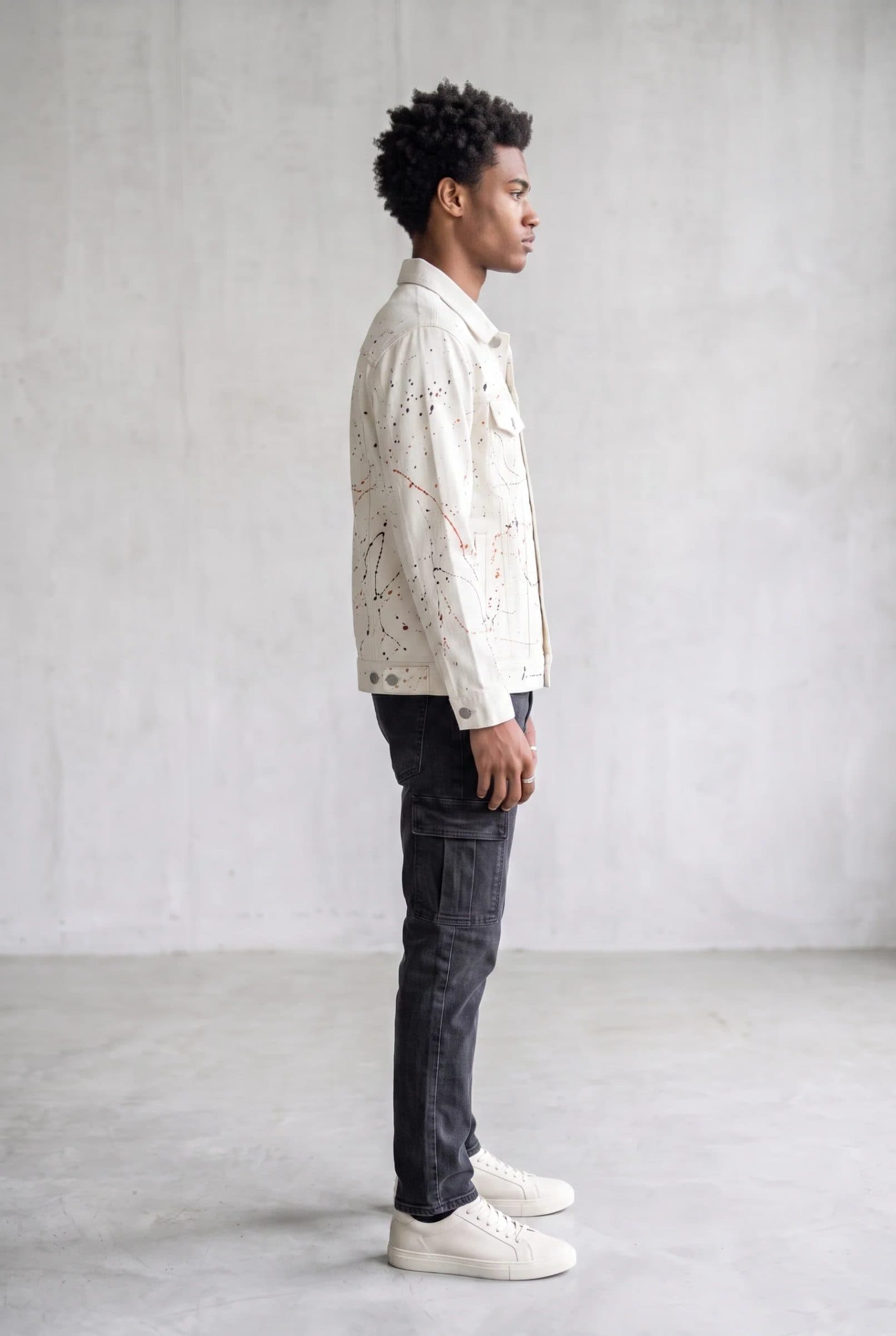 WHITE PAINTED DENIM MEN'S JACKET image 7