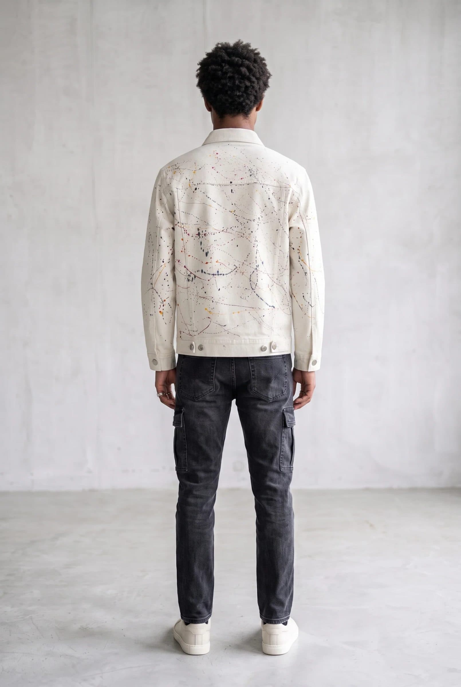 WHITE PAINTED DENIM MEN'S JACKET image 5