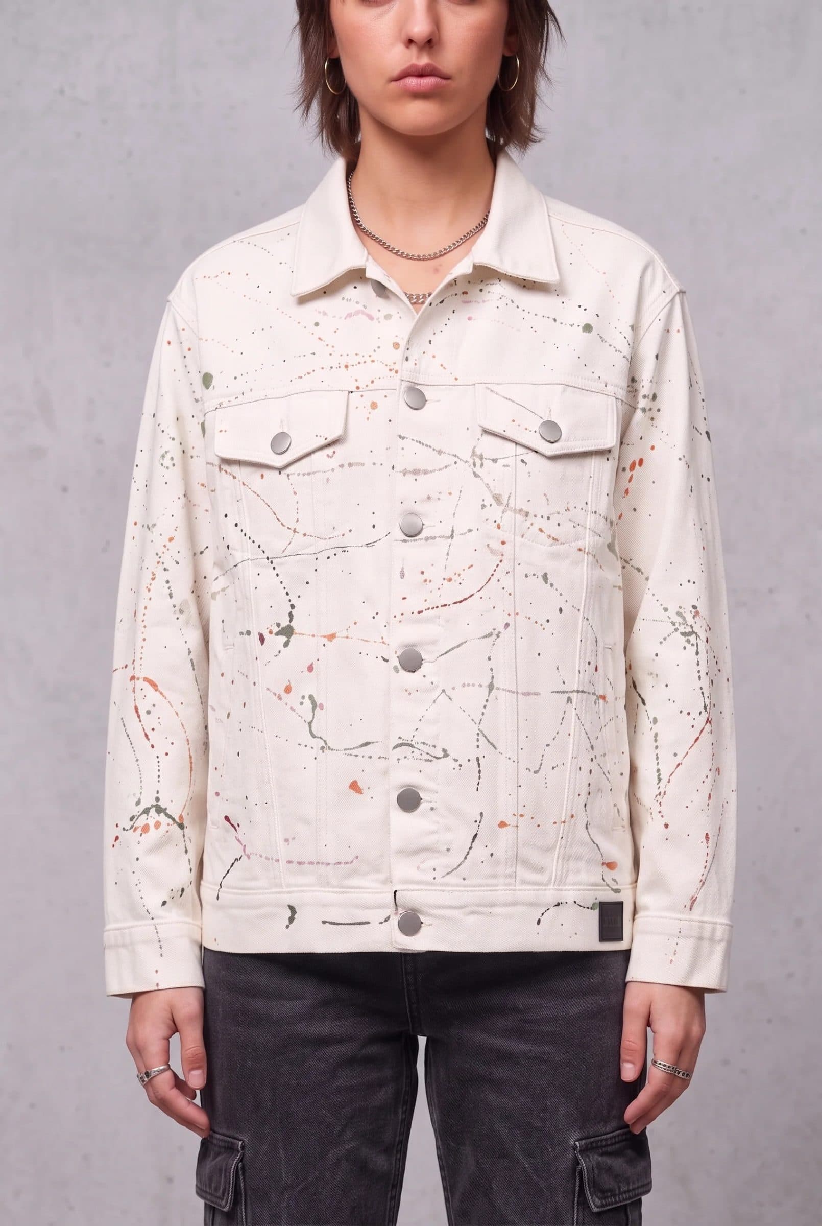 WHITE PAINTED DENIM WOMEN'S JACKET image 3